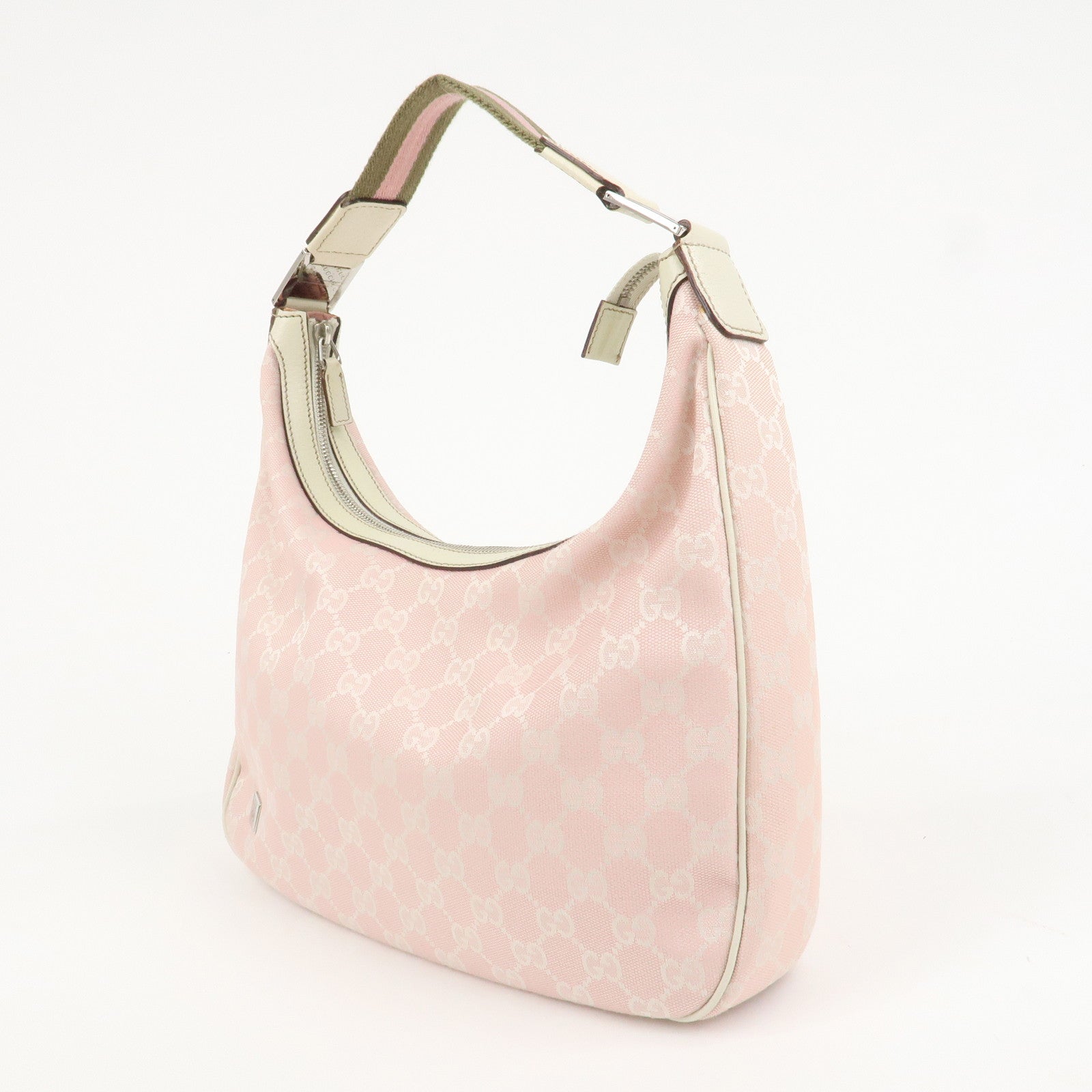 GUCCI Sherry Line GG Canvas Leather Shoulder Bag Pink 145757