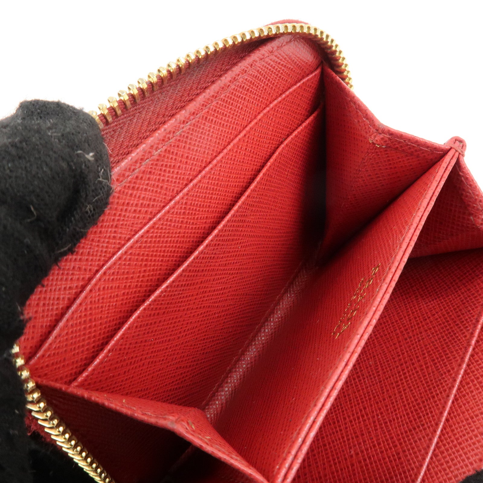PRADA Triangle Logo Round Zippy Coin Case Red 1MO268 Used