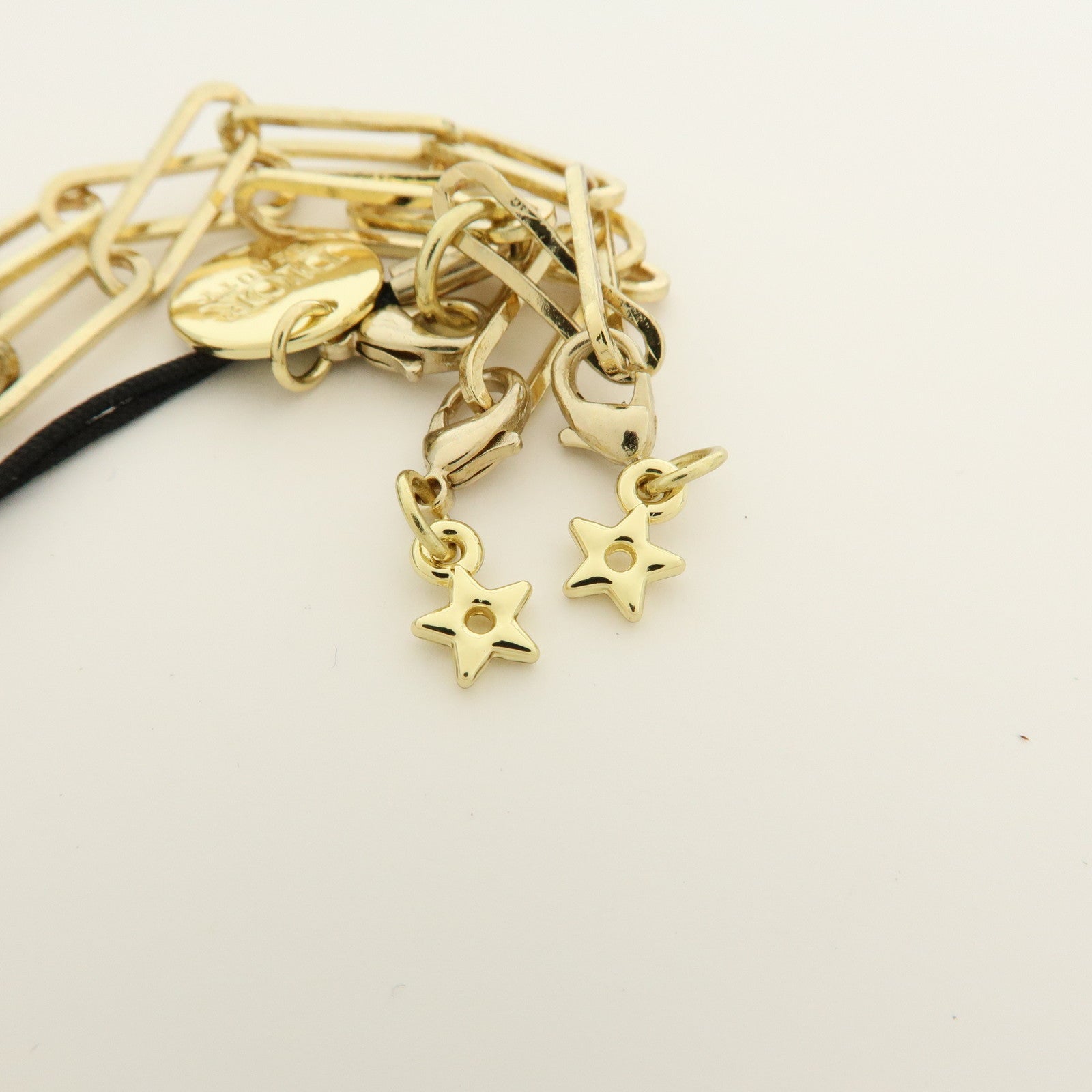 Christian Dior Star Motif CD Logo Metal Bag Charm Key Holder Gold