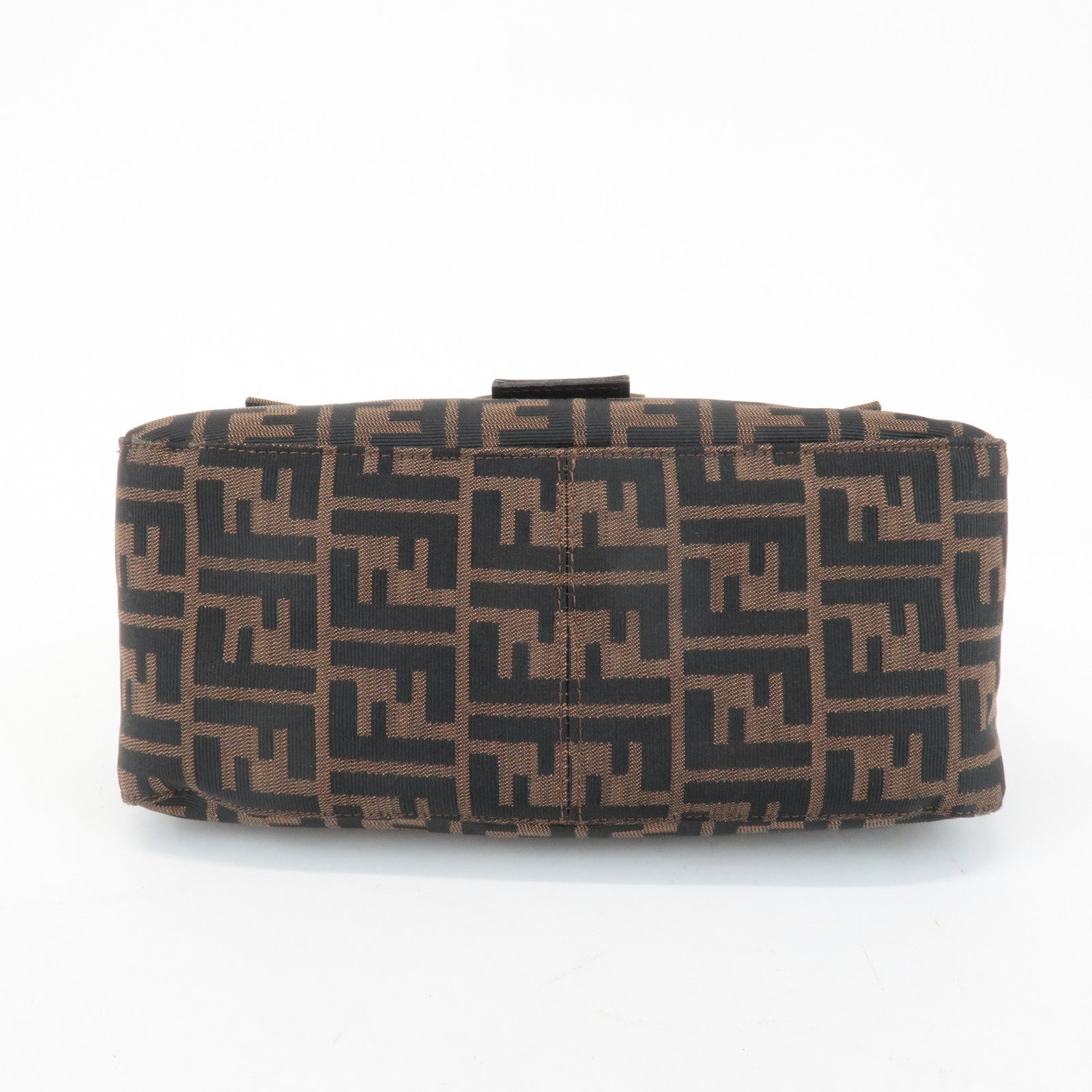 FENDI Mamma Baguette Canvas Leather Shoulder Bag Silver HDW 26325 Used