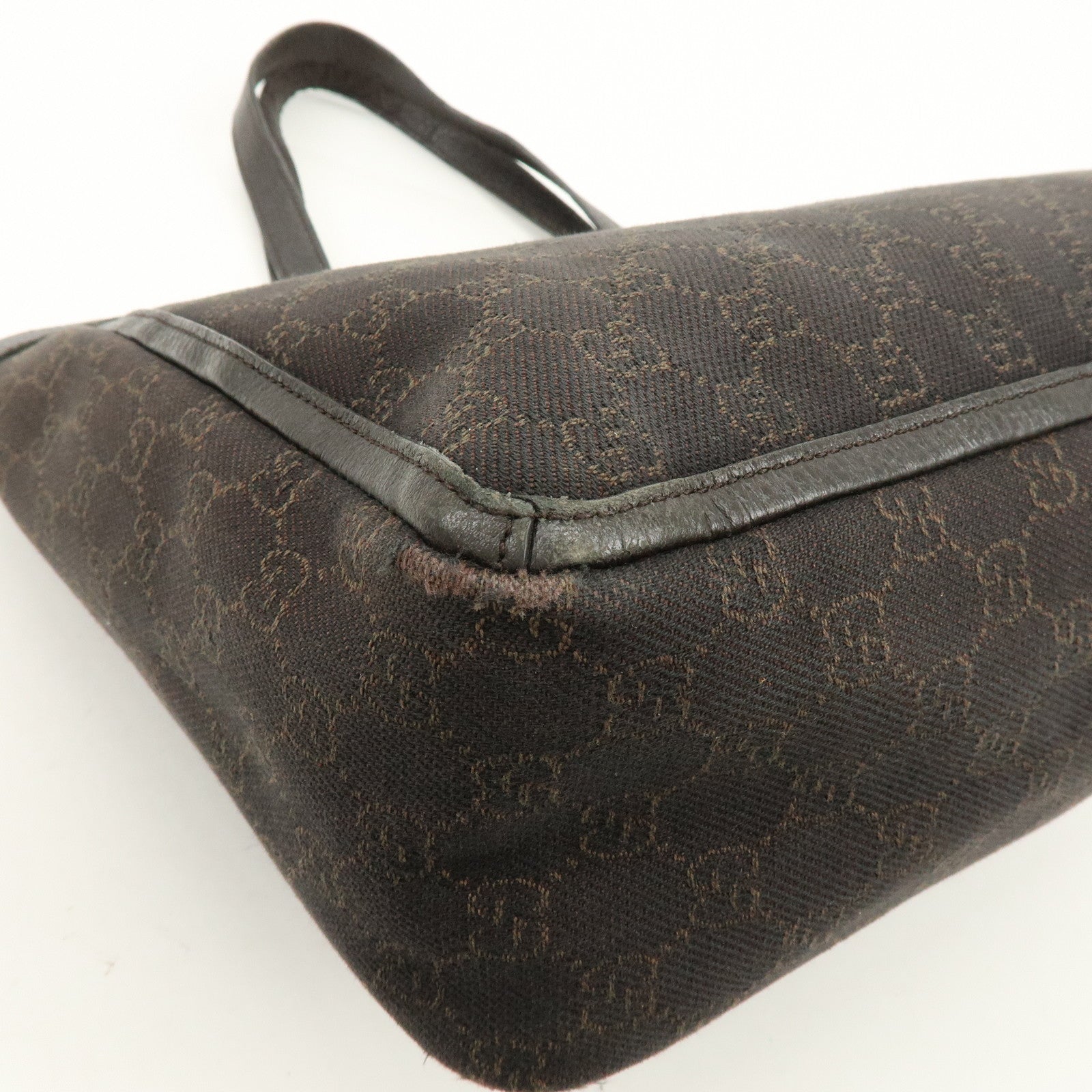 GUCCI Abbey GG Canvas Leather Tote Bag Hand Bag Brown 268639