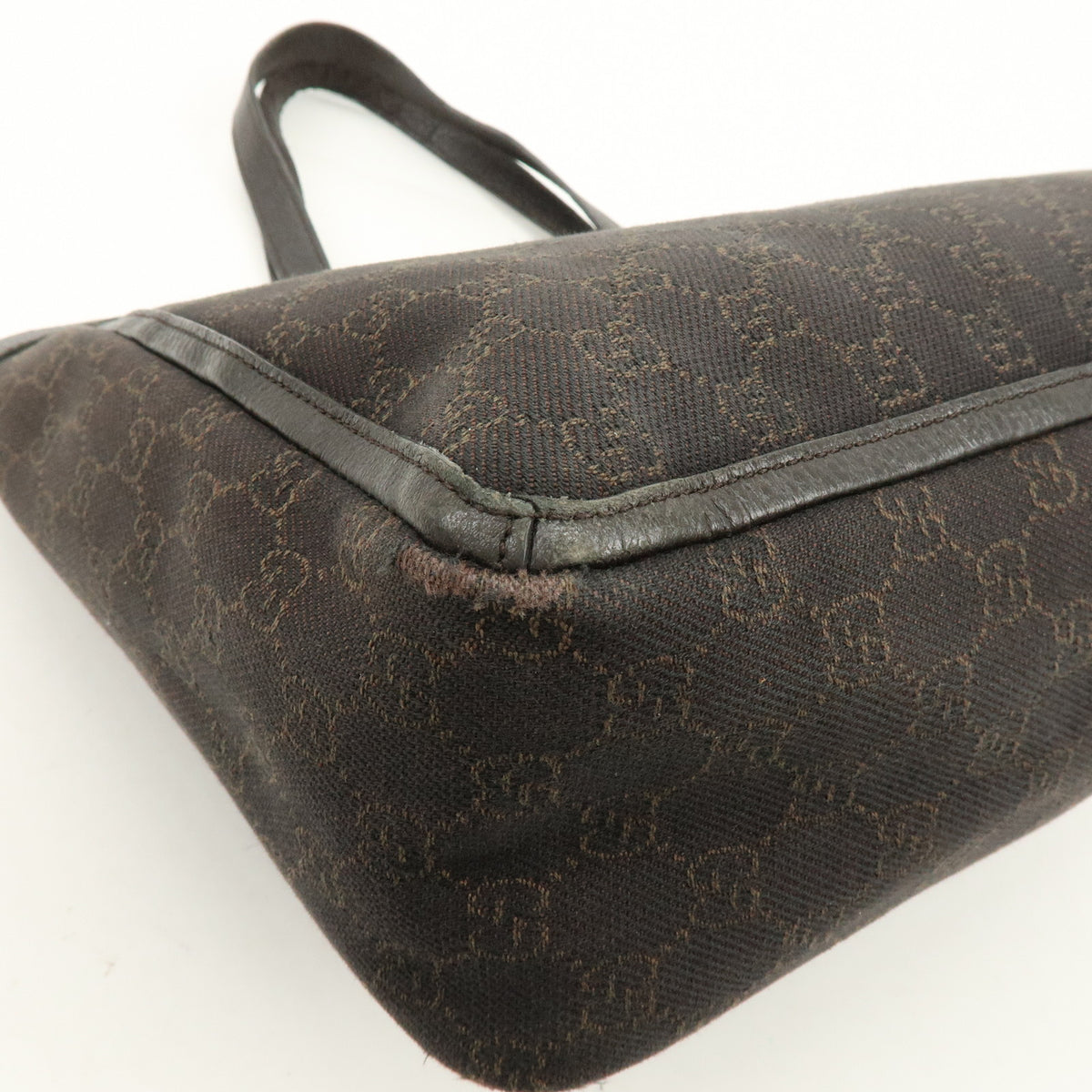 GUCCI Abbey GG Canvas Leather Tote Bag Hand Bag Brown 268639