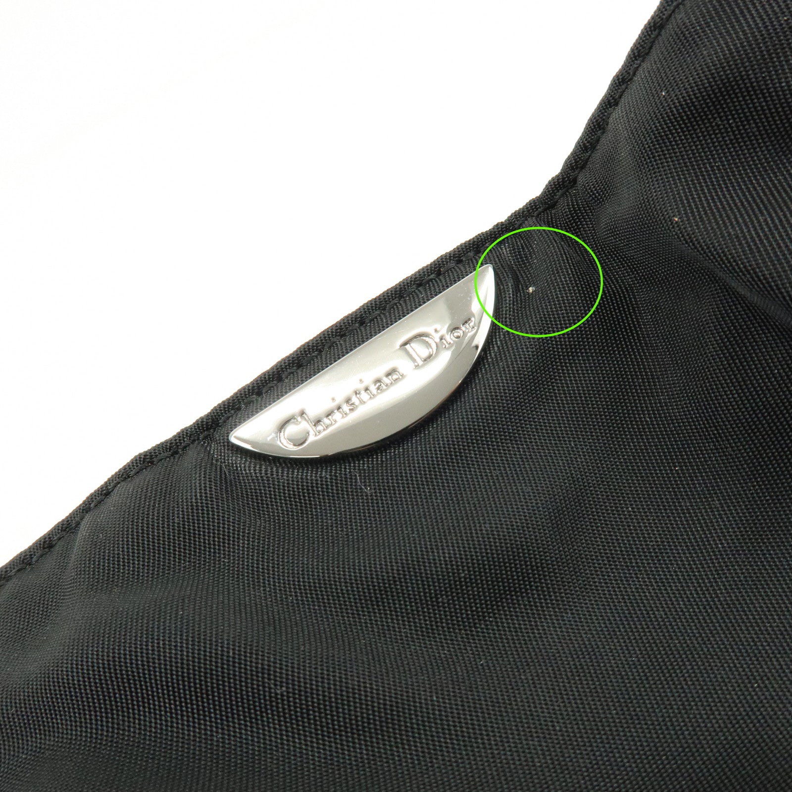 Christian Dior Malice Pearl Nylon Hand Bag Shoulder Bag Black