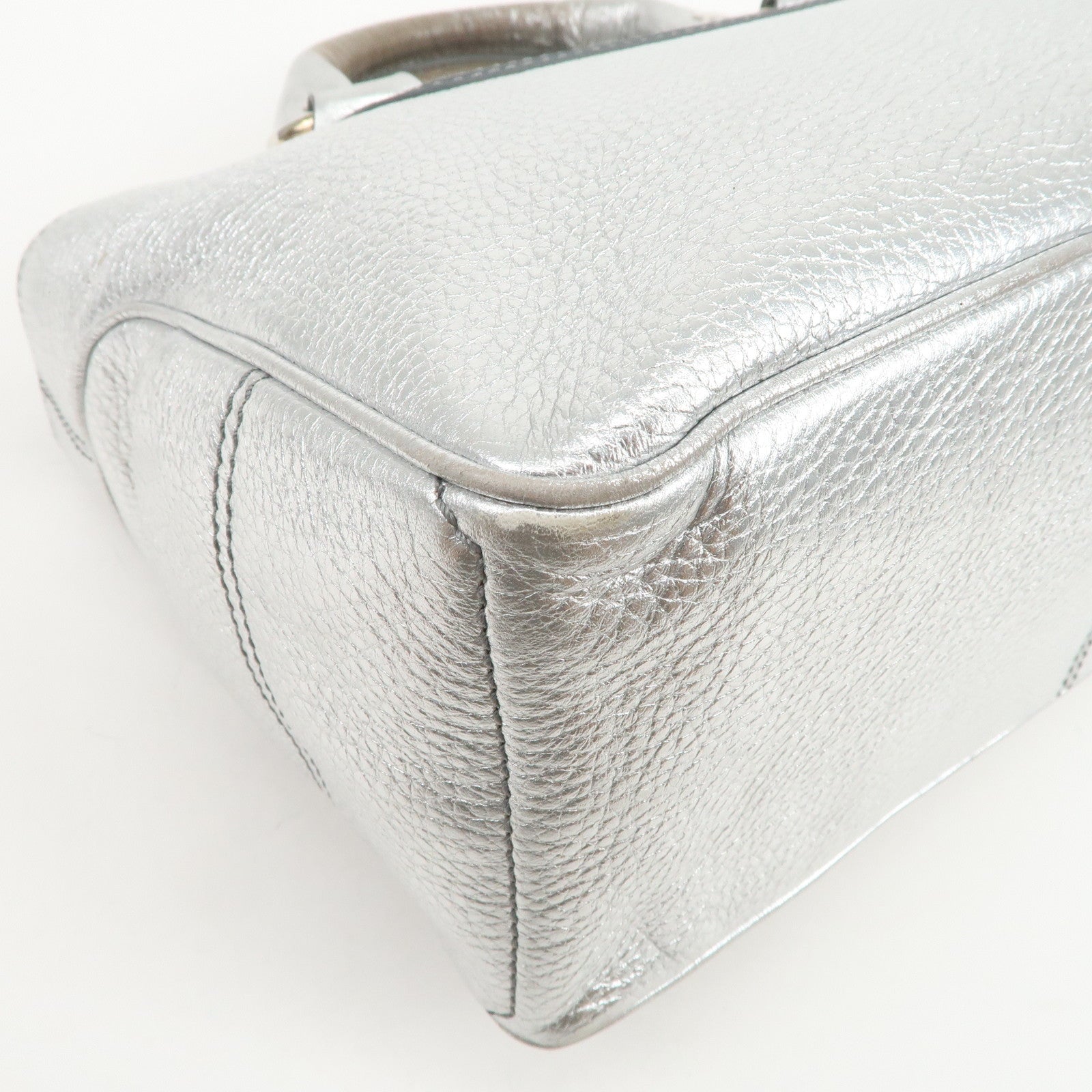 CELINE Leather Boogie Bag Hand Bag Tote Bag Silver
