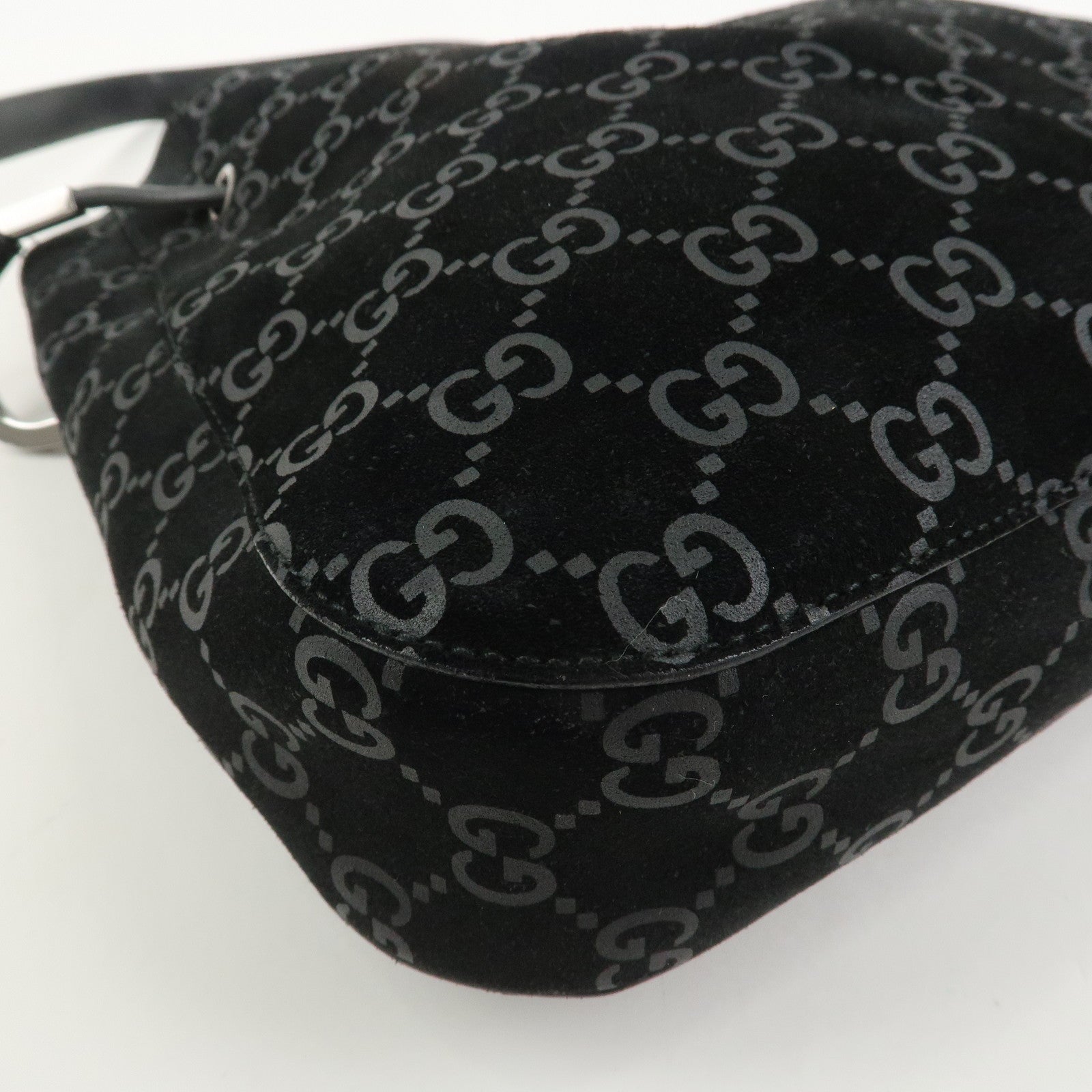 GUCCI GG Suede Shoulder Bag Hand Bag Black 001・3748