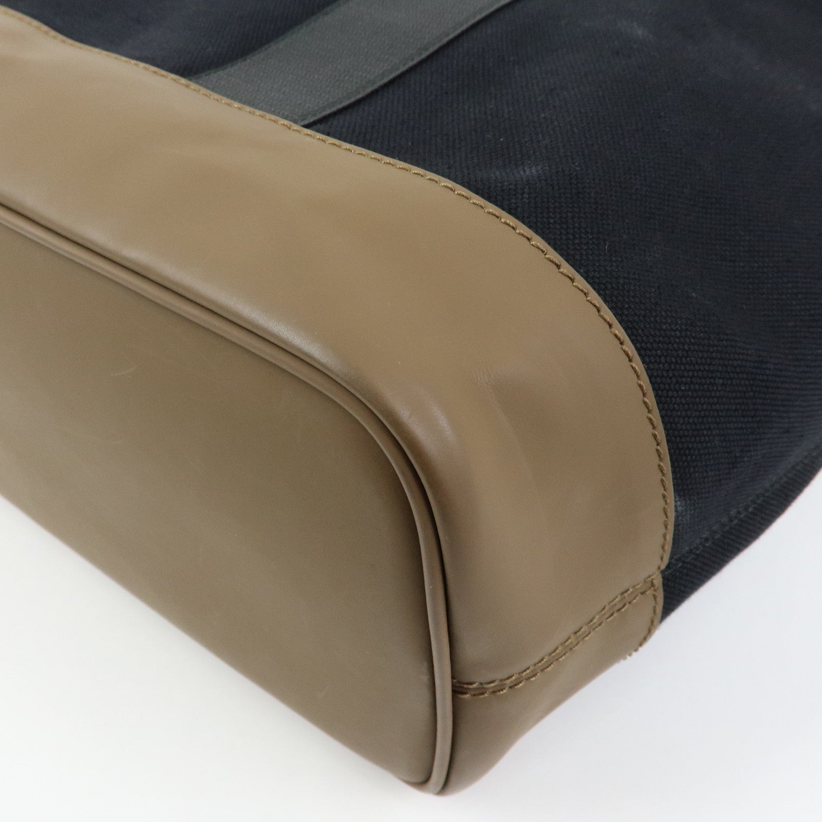 BALENCIAGA Canvas Leather Boston Bag Hand Bag Black Brown 433672
