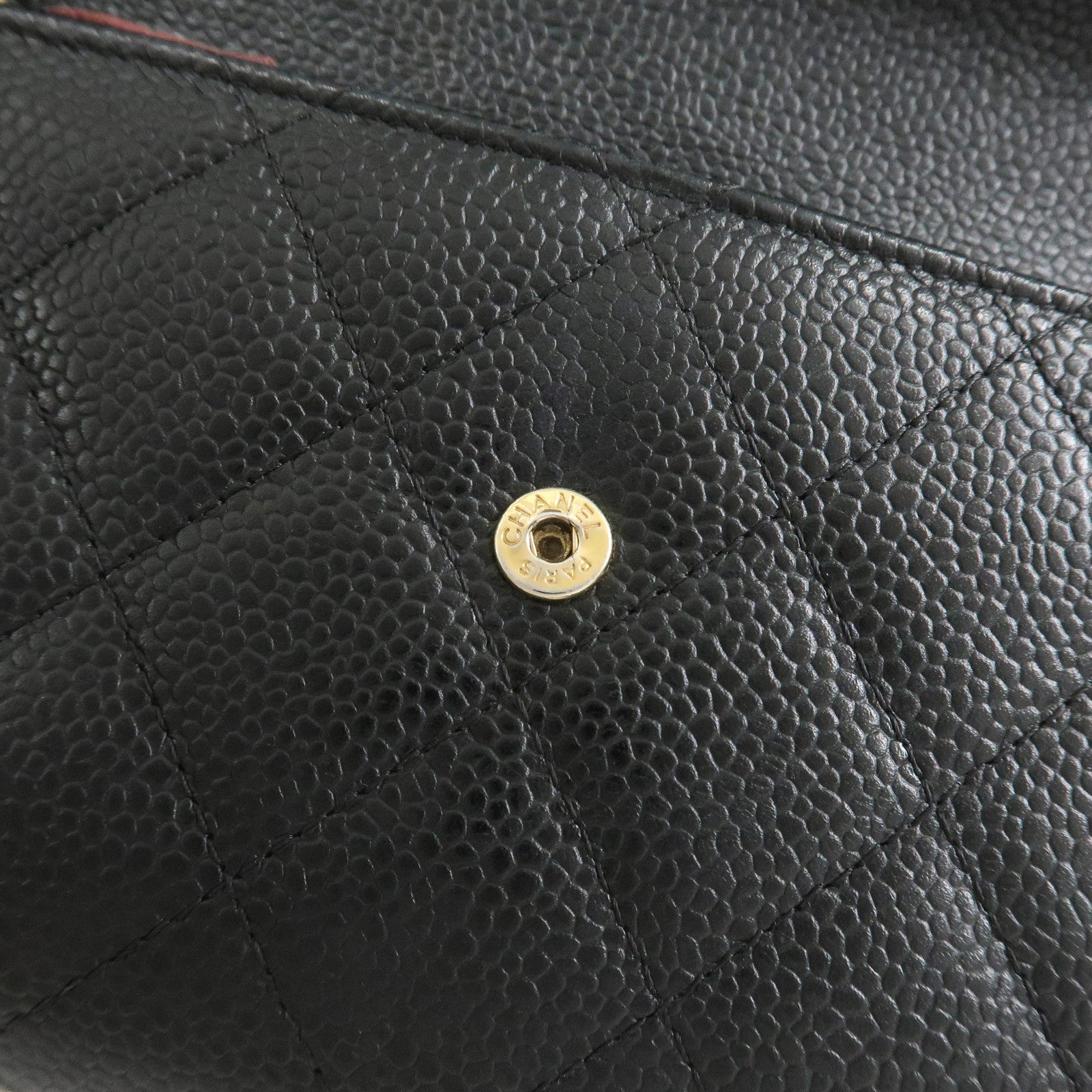 CHANEL COCO Mark Matelasse Caviarskin Long Flap Wallet Black A50096