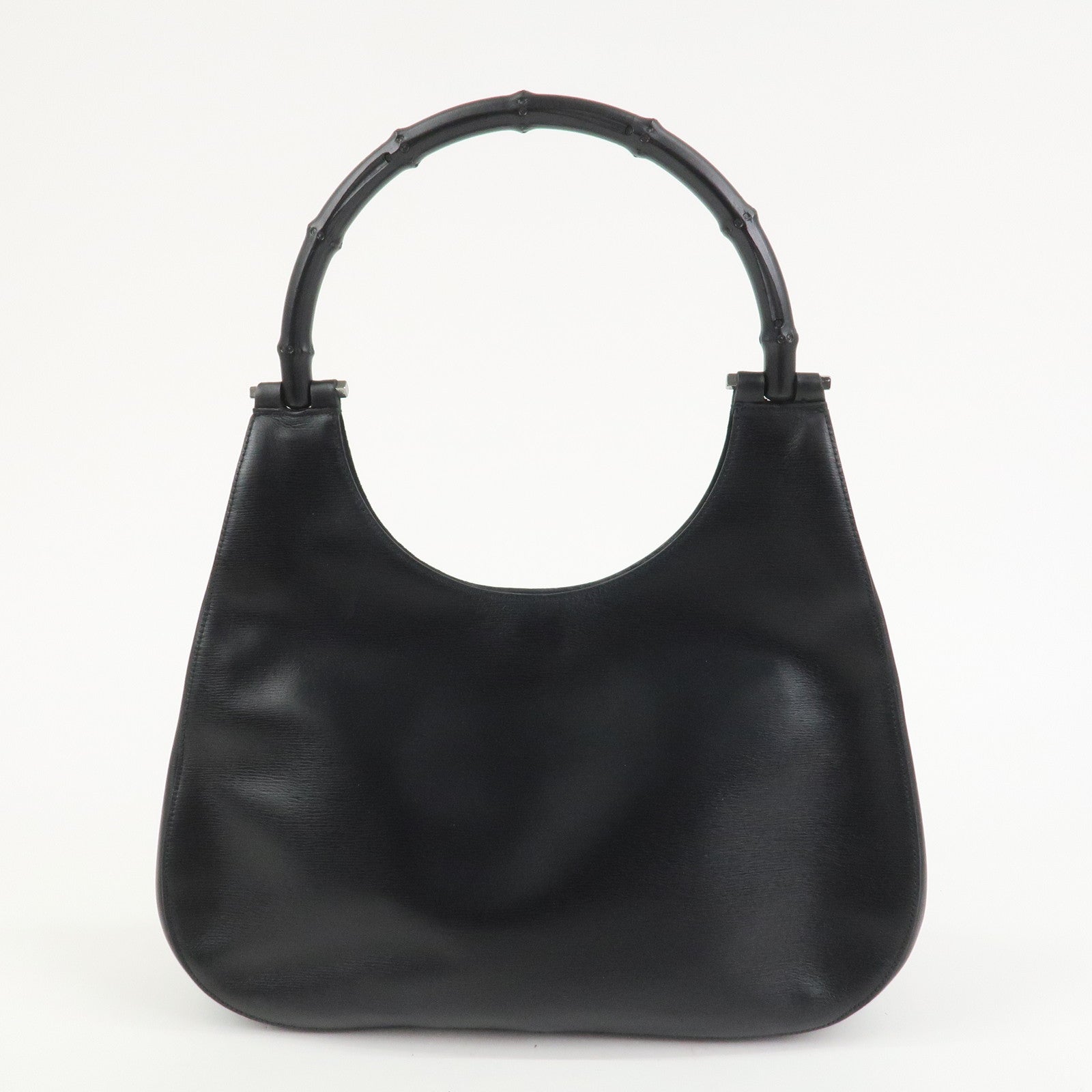GUCCI Bamboo Leather Shoulder Bag Hand Bag Black 001.3760