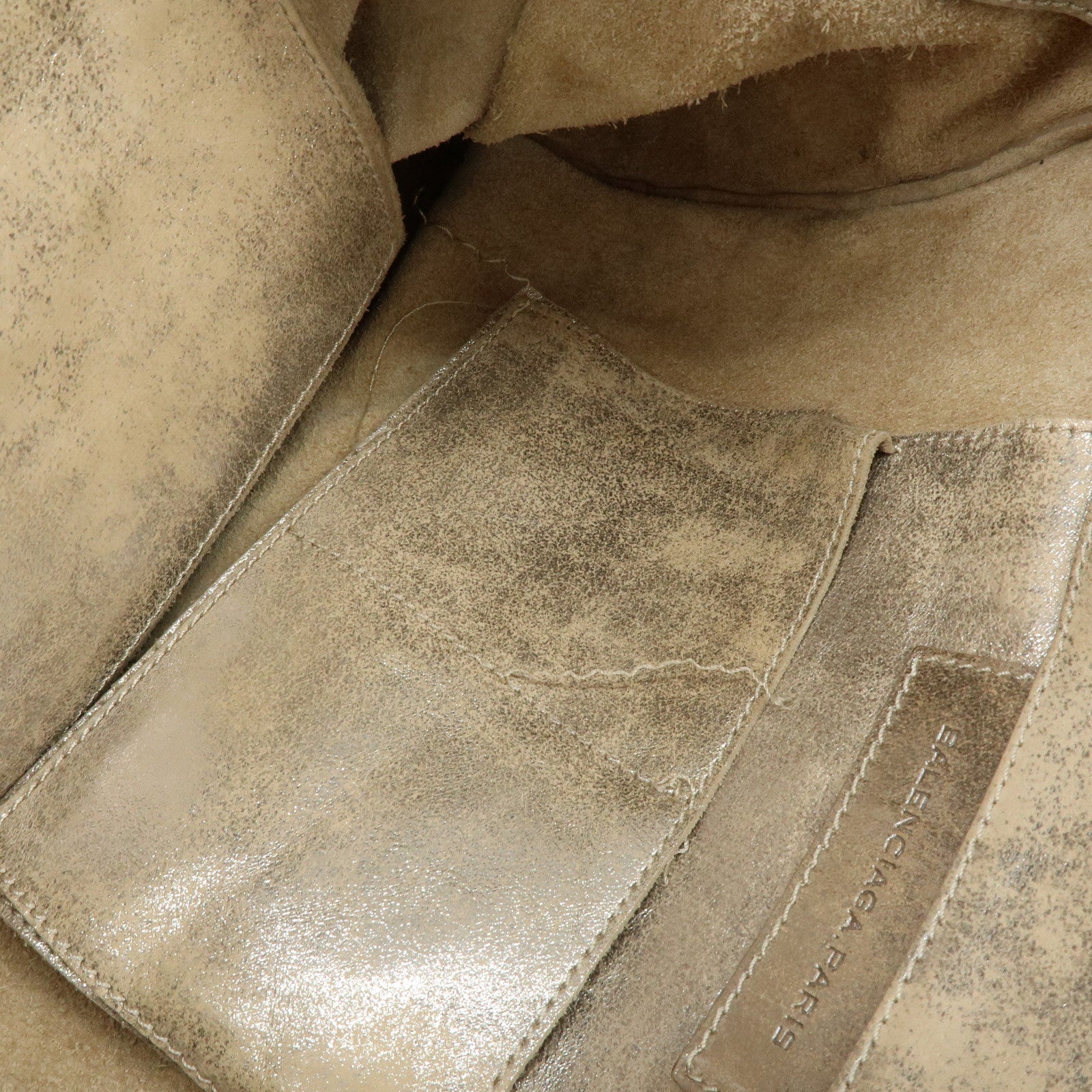 BALENCIAGA The Paper Leather Tote Bag Hand Bag Silver 255412