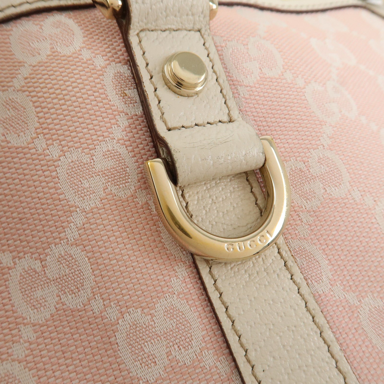 GUCCI Abbey GG Canvas Leather Mini Tote Bag Hand Bag Pink Used