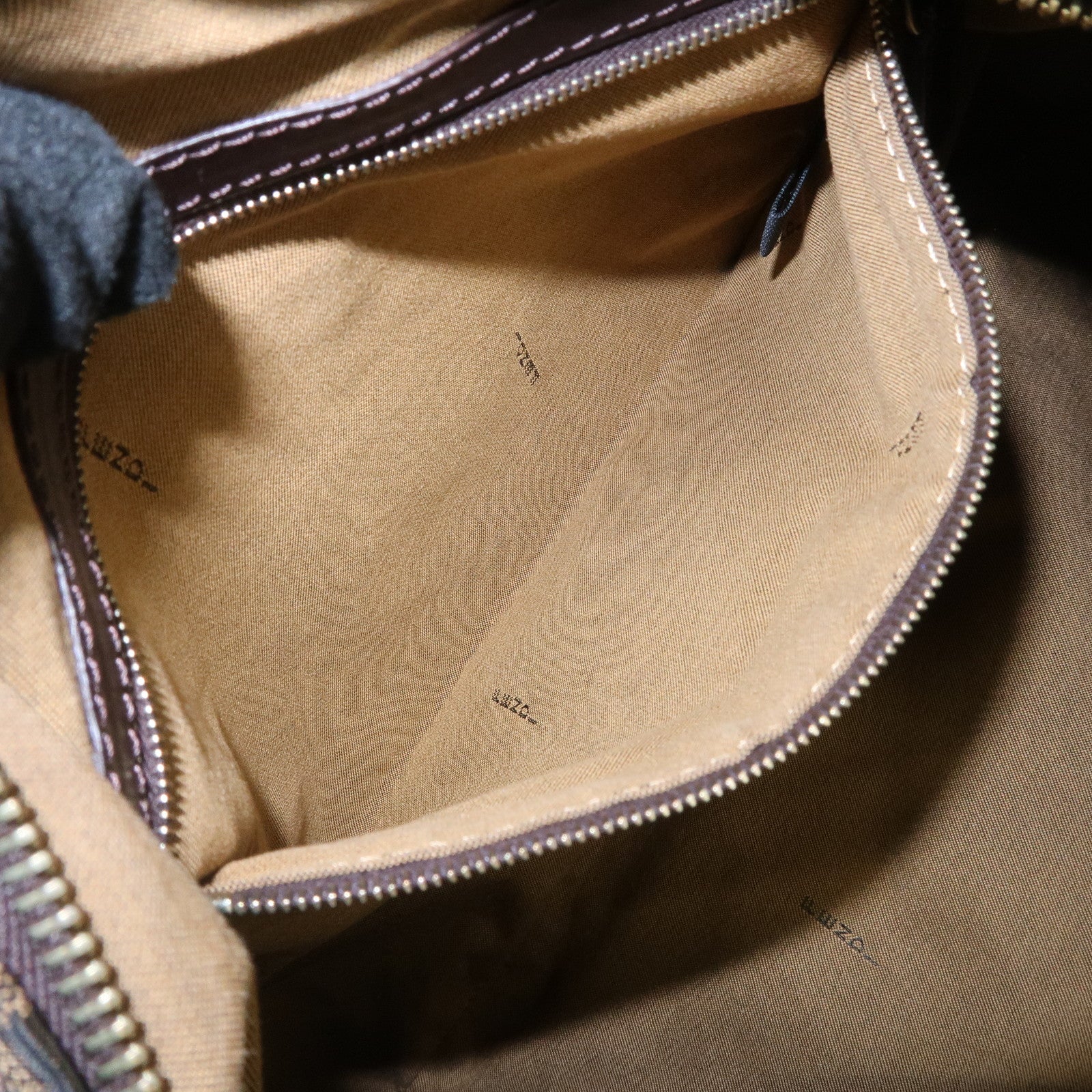 FENDI Zucca Canvas Leather Shoulder Bag Hand Bag Black Brown 8BR448