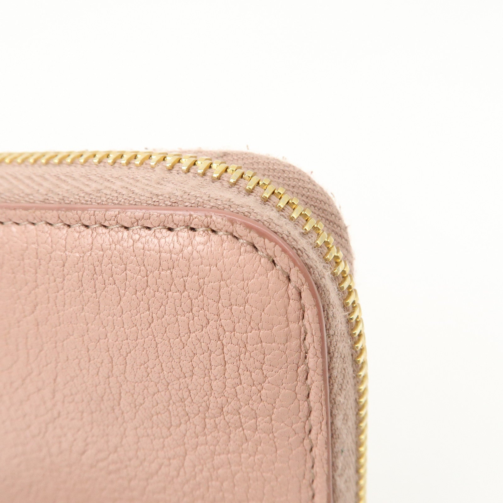 MIU MIU Leather Zip Around Wallet Zippy Wallet Long Wallet Pink 5ML506 Used