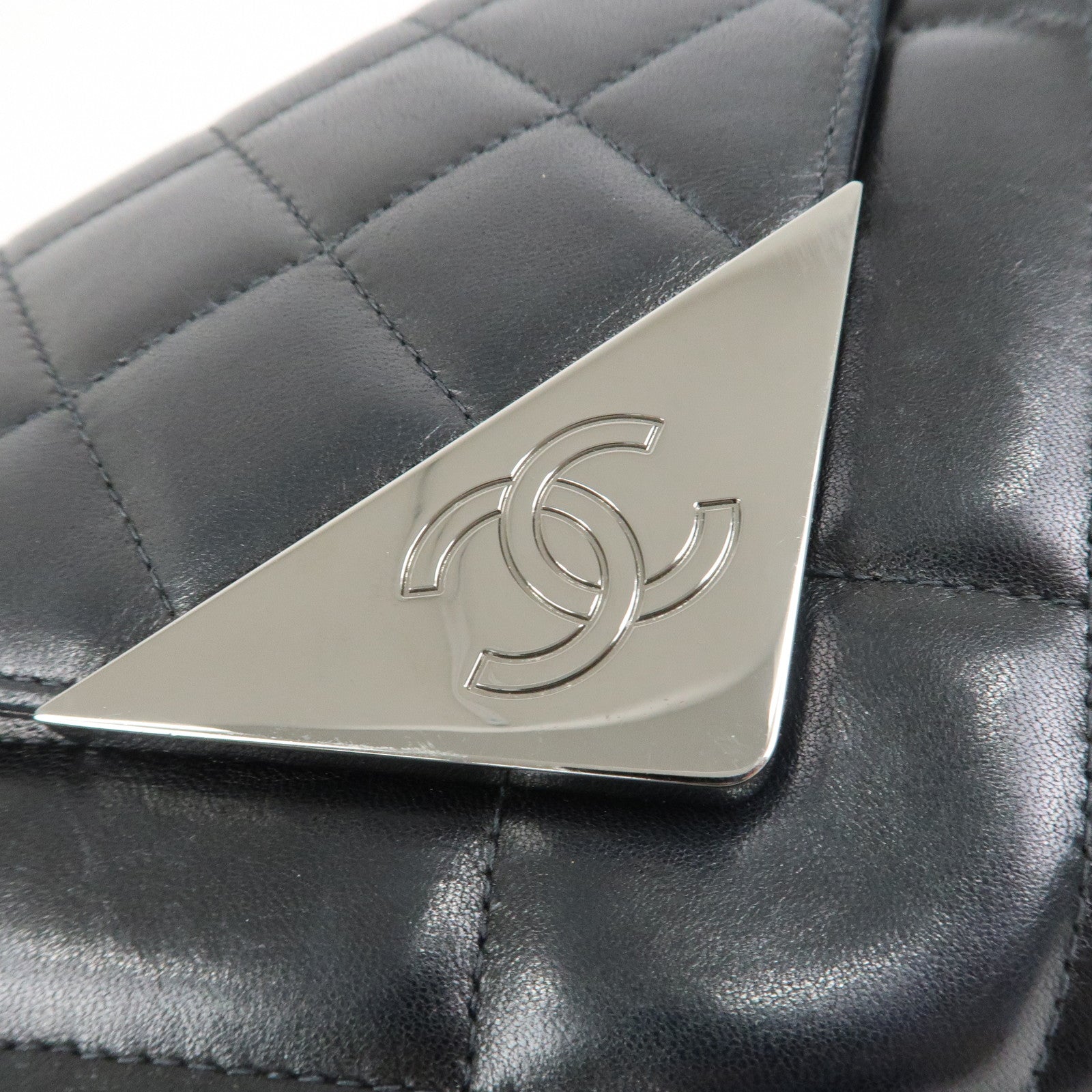 CHANEL COCO Mark Lamb Skin Chain Shoulder Bag Hand Bag Black