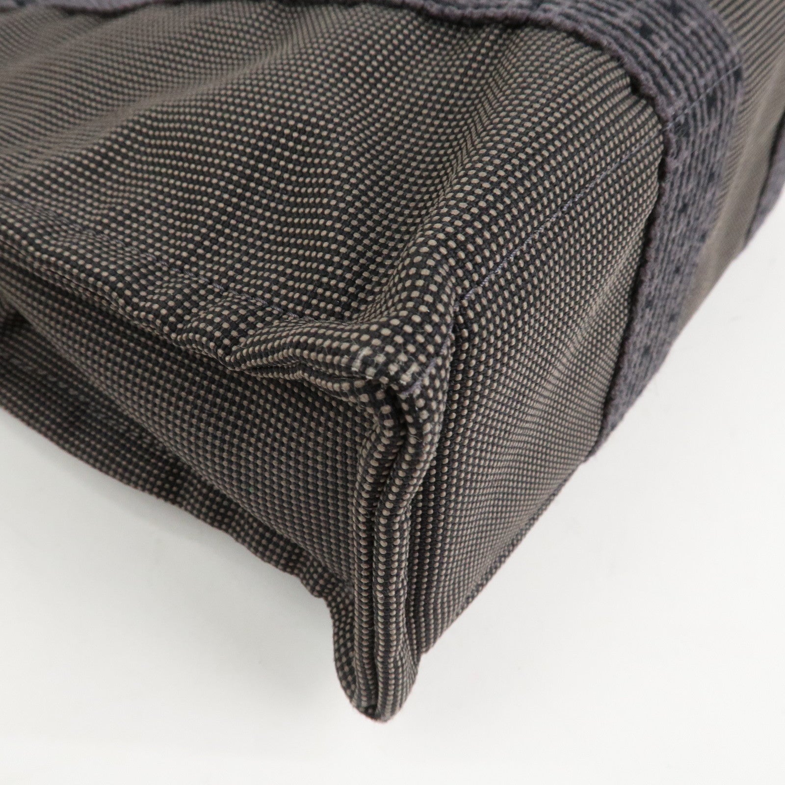 HERMES Herline PM Nylon Canvas Tote Bag Hand Bag Black