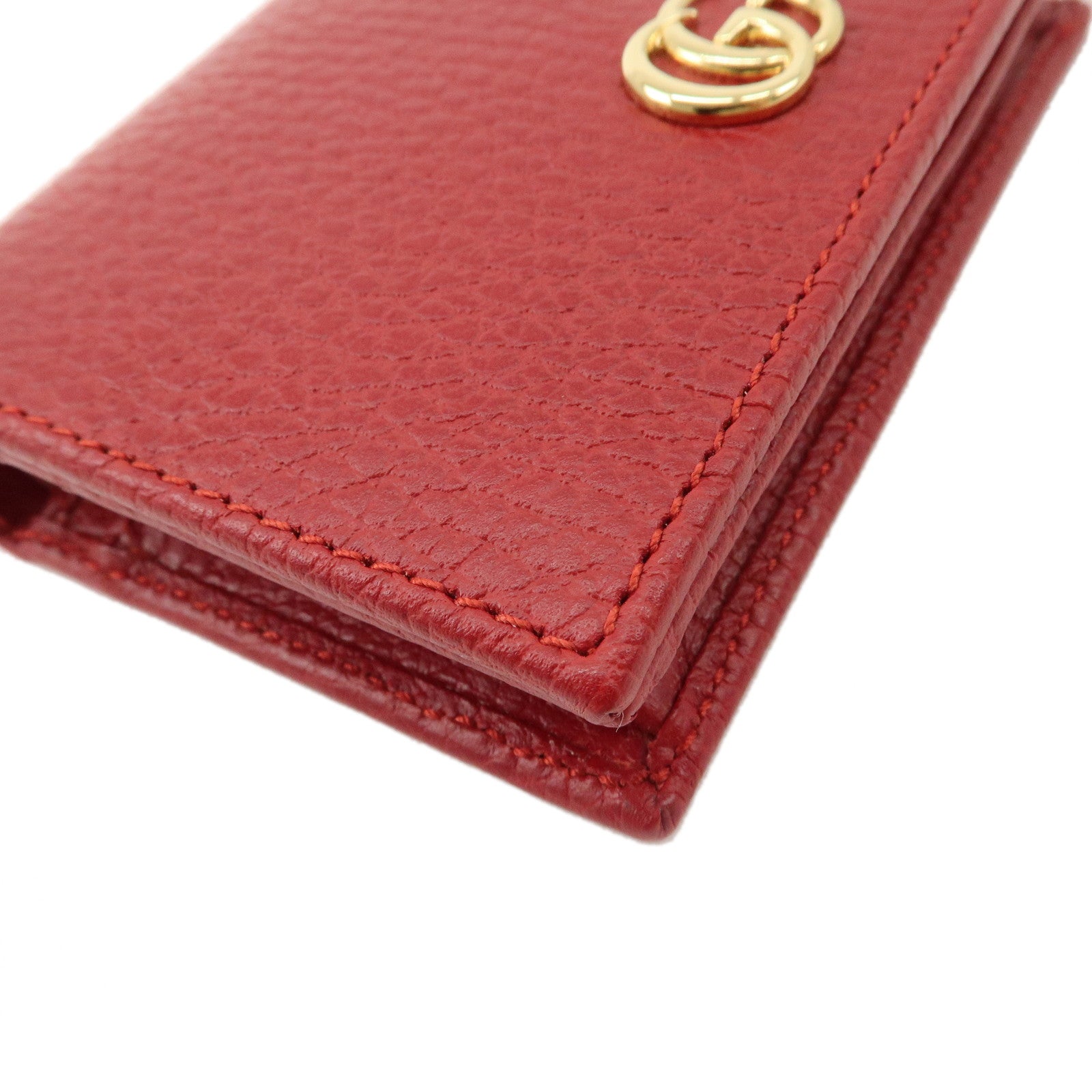 GUCCI GG Marmont Double G Mini Wallet Compact Wallet Red 456126 Used