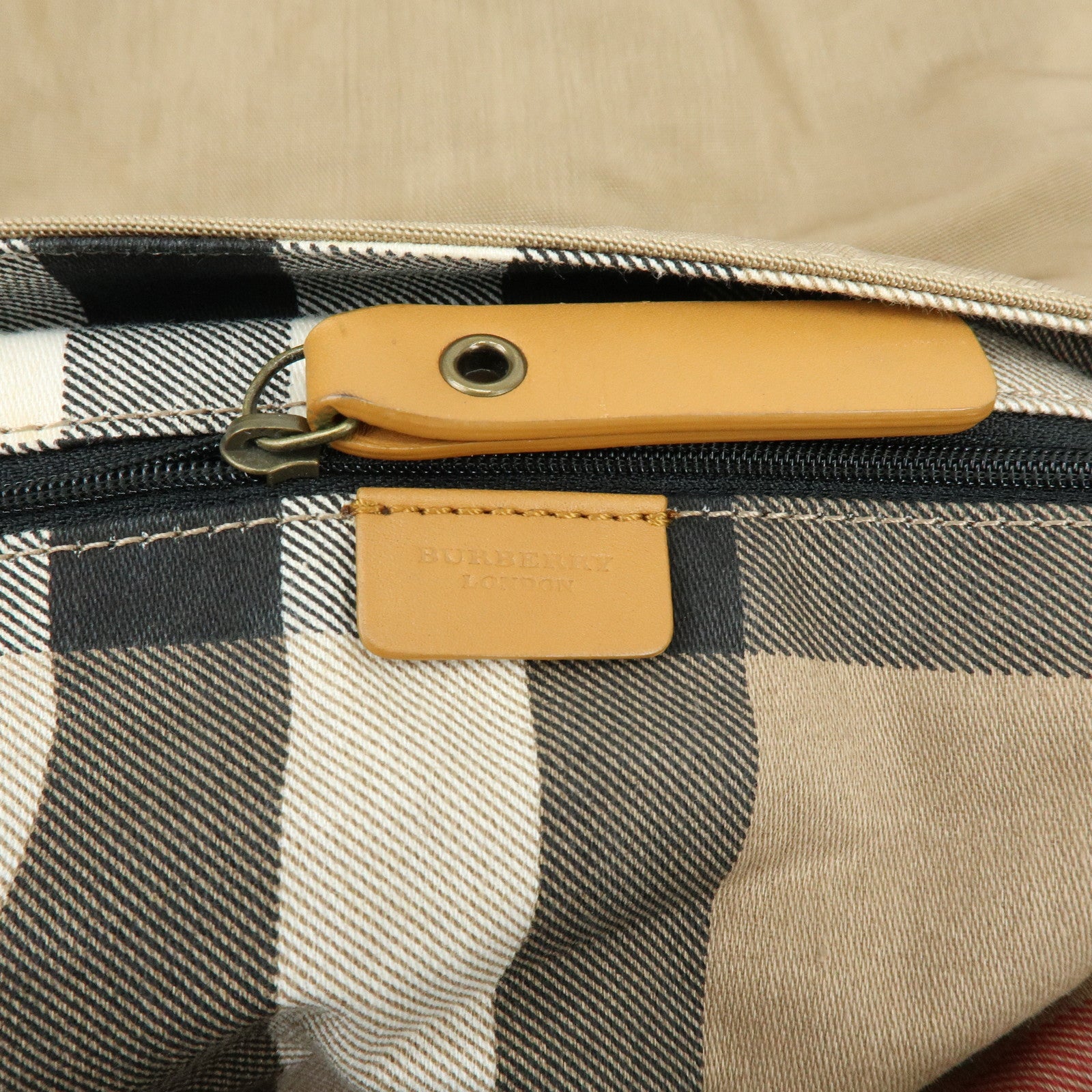 BURBERRY Canvas Leather Shoulder Bag Beige Light Brown