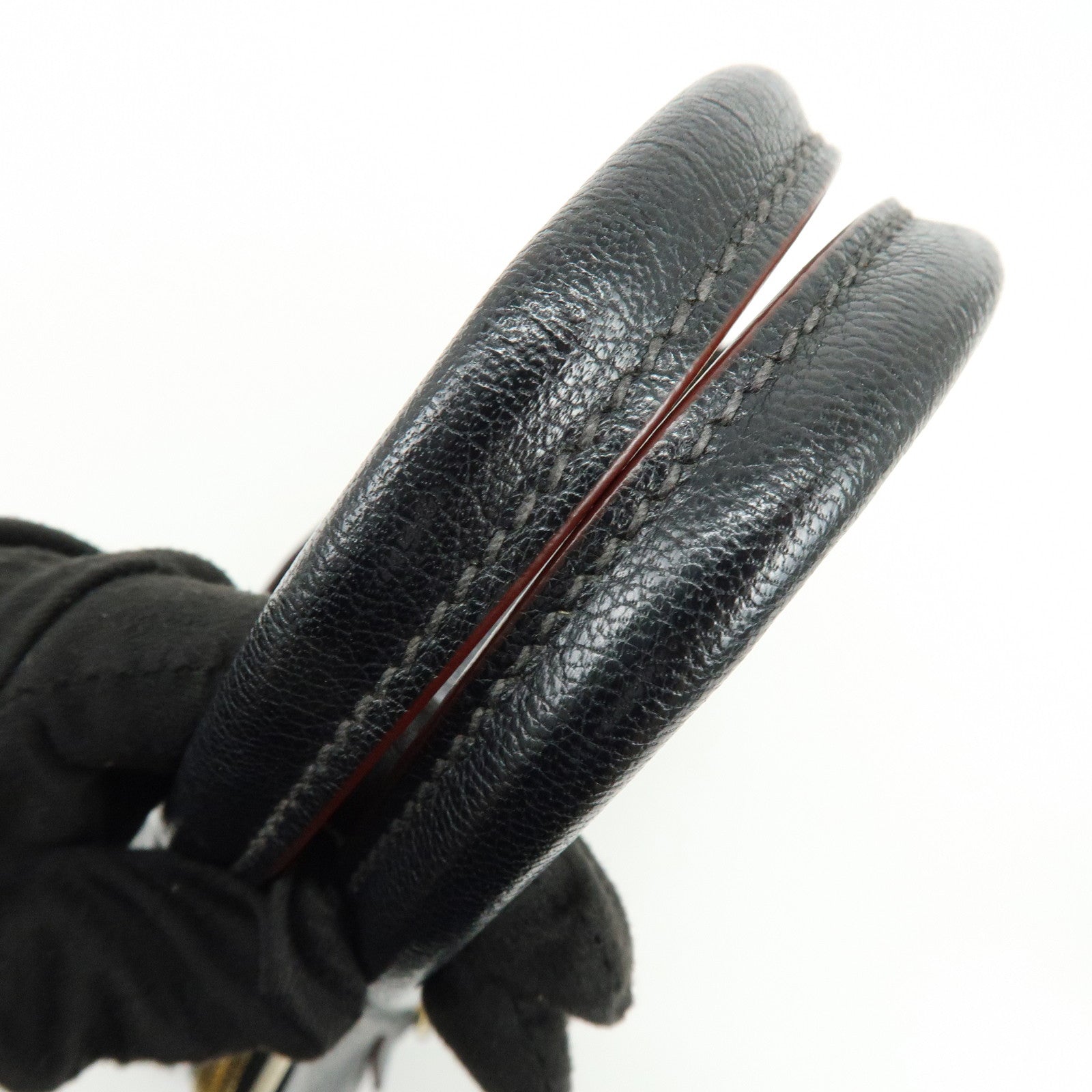 MIU MIU Logo Madras Leather 2Way Bag Hand Bag Shoulder Bag Black