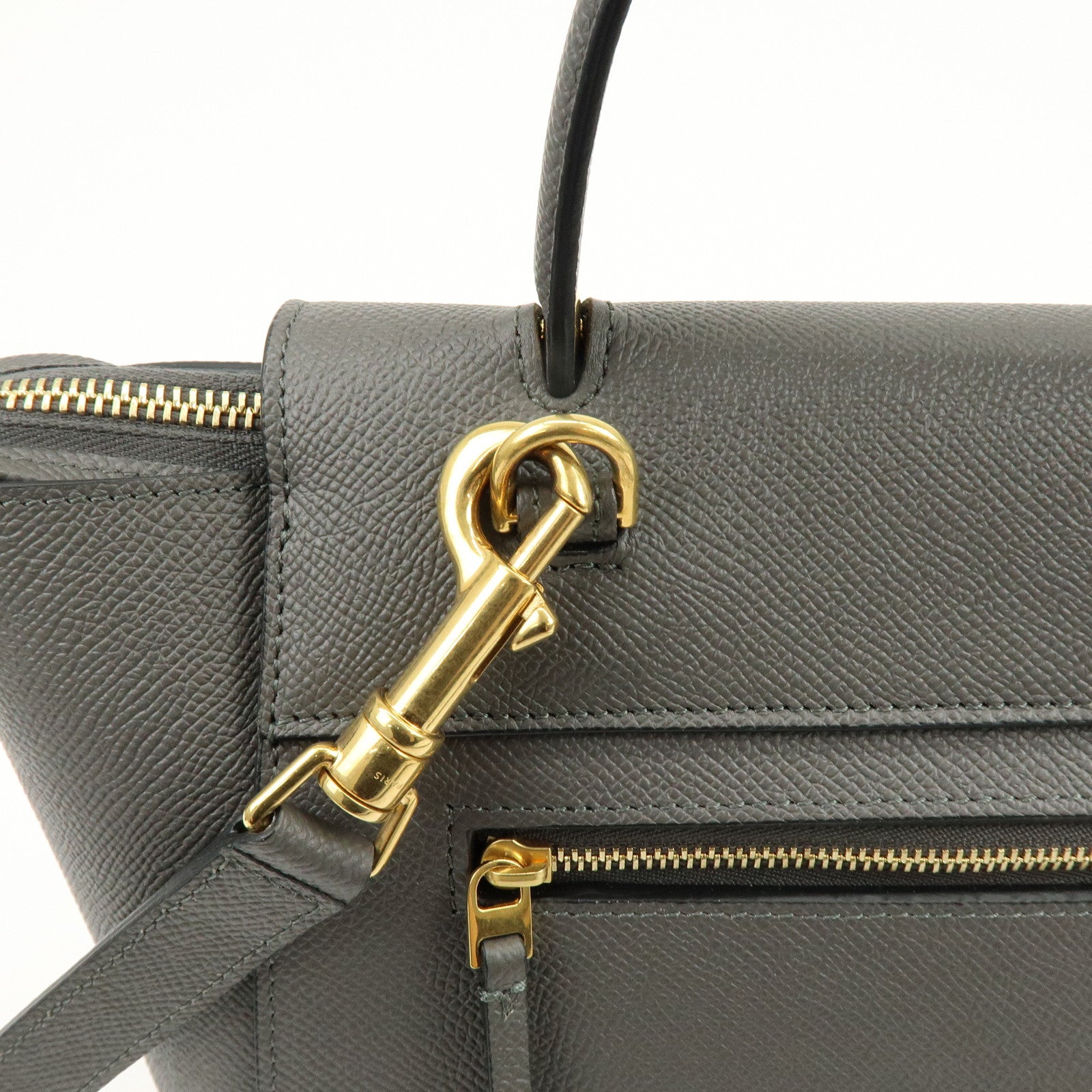 CELINE Belt Bag Leather 2Way Bag Shoulder Bag Hand Bag Gray