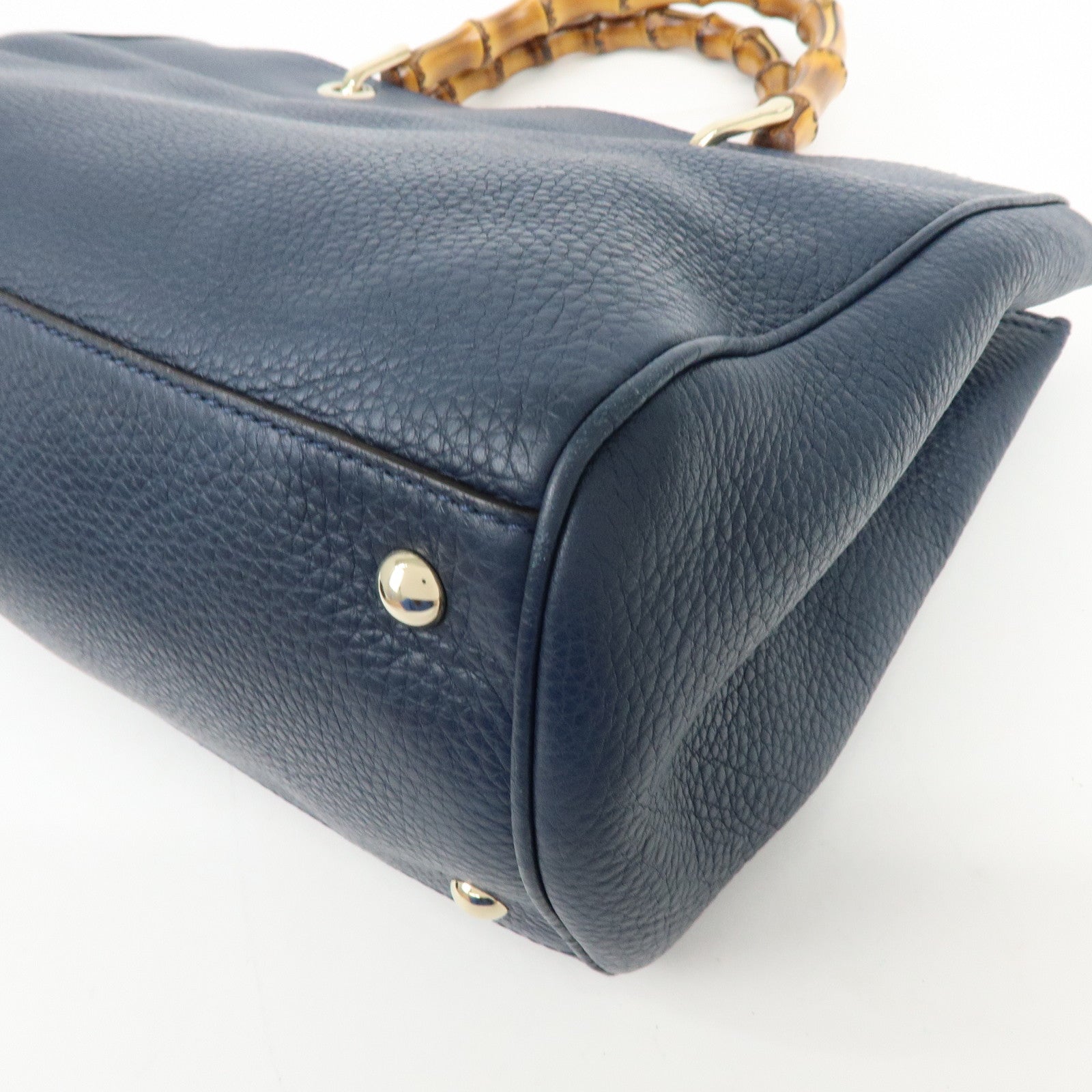 GUCCI Bamboo Shopper Medium 2Way Bag Shoulder Bag Navy 323660