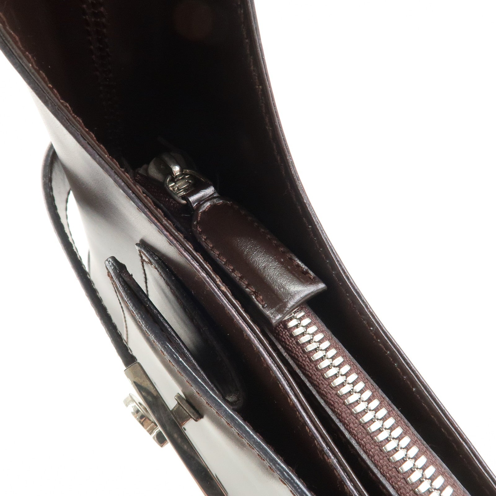 Ferragamo Gancini Leather Shoulder Bag Dark Brown AQ-21 0170