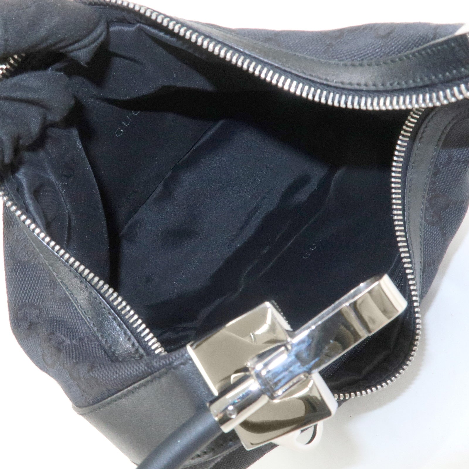 GUCCI Logo GG Canvas Leather Shoulder Bag Hand Bag Black 001.3814