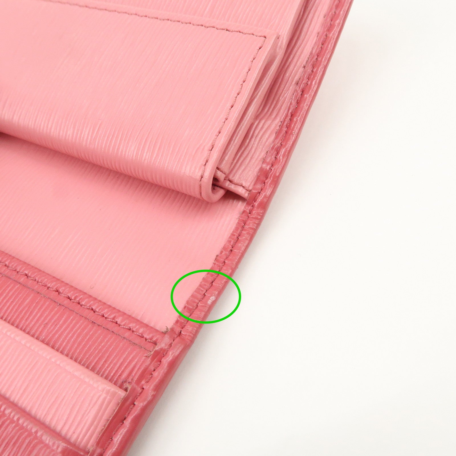 PRADA Saffiano Leather Trifold Compact Wallet Pink 1MH176 Used