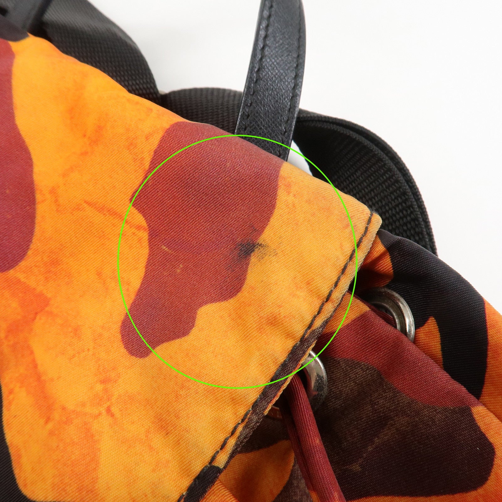 PRADA Triangle Logo Nylon Leather Backpack Camouflage OrangeBZ0032
