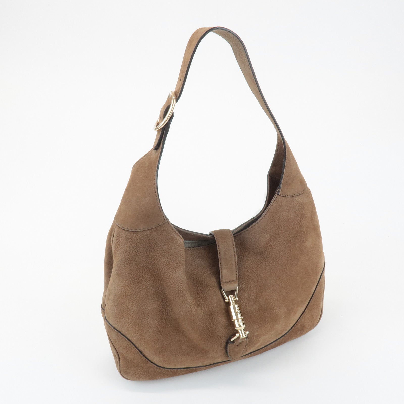 GUCCI New Jackie Leather Shoulder Bag Hand Bag Brown 277520 Used