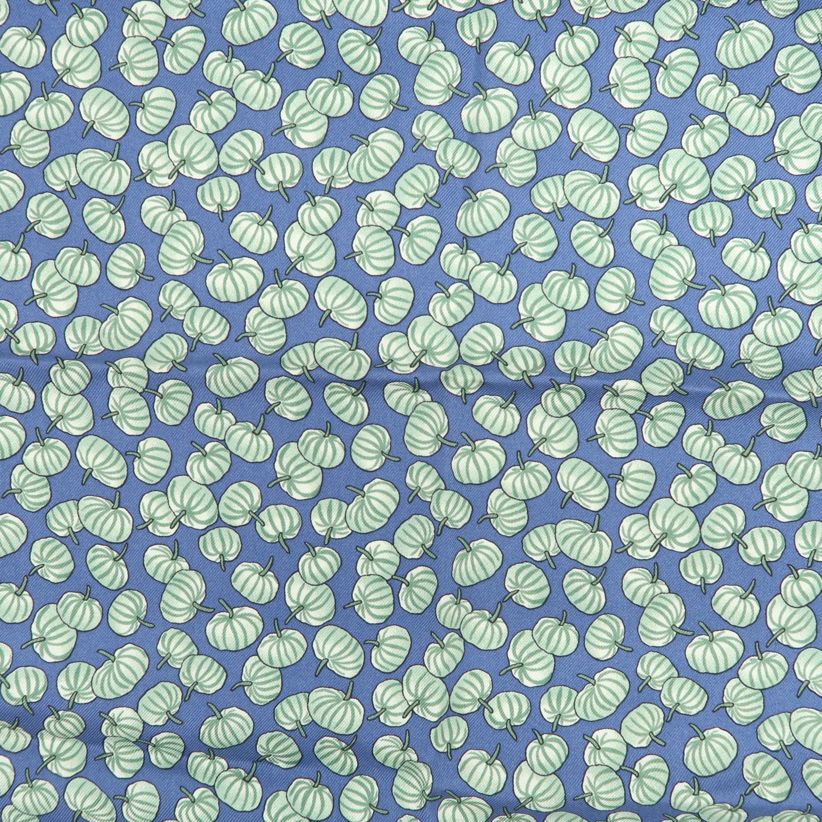 HERMES Logo Silk 100% Scarf 42×42 Pumpkin Blue Green