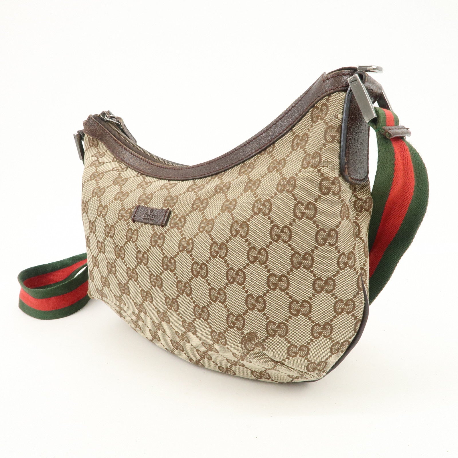 GUCCI Sherry GG Canvas Leather Shoulder Bag Beige Brown 181092 Used