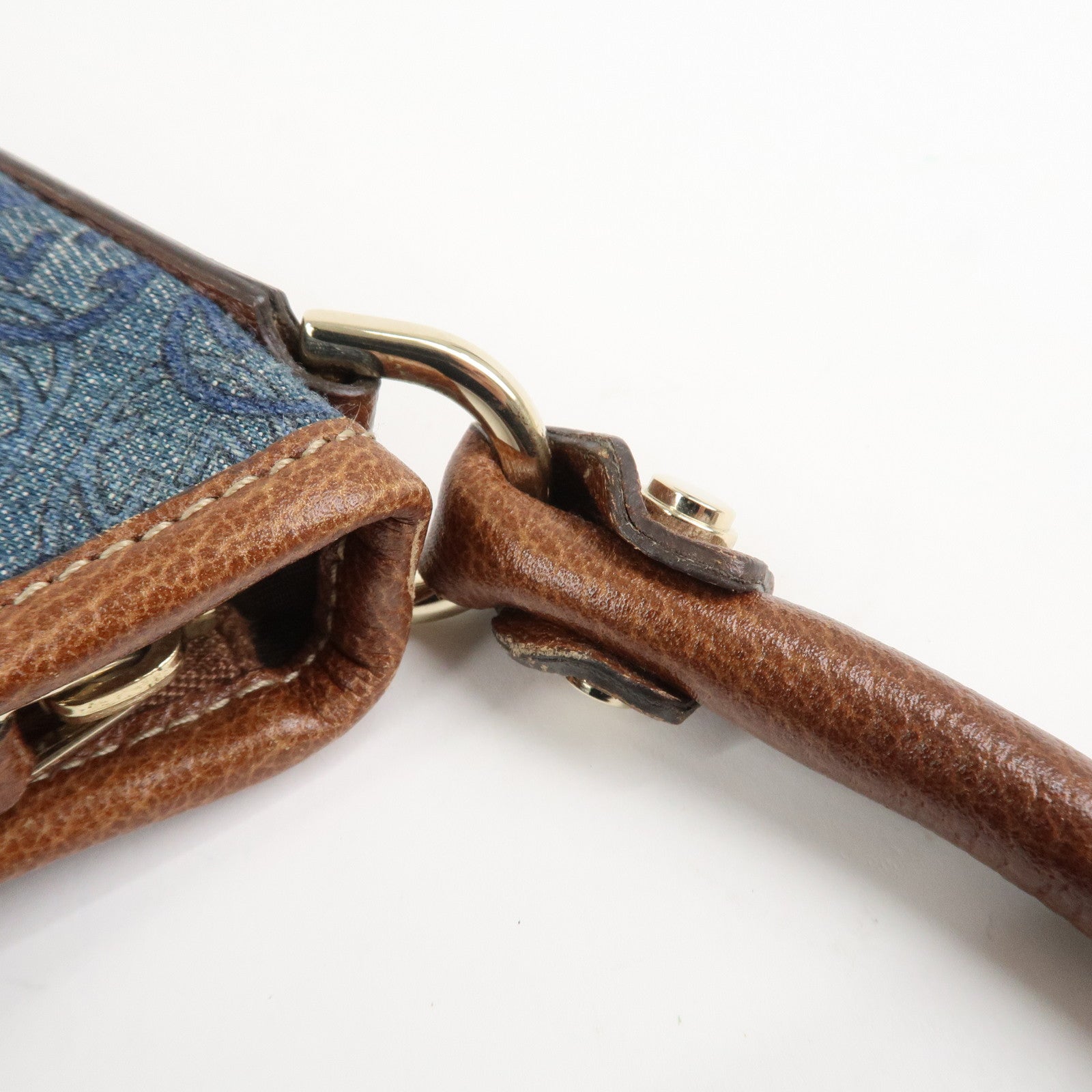 GUCCI Interlocking G Abbey GG Denim Shoulder Bag Brown Denim 130738