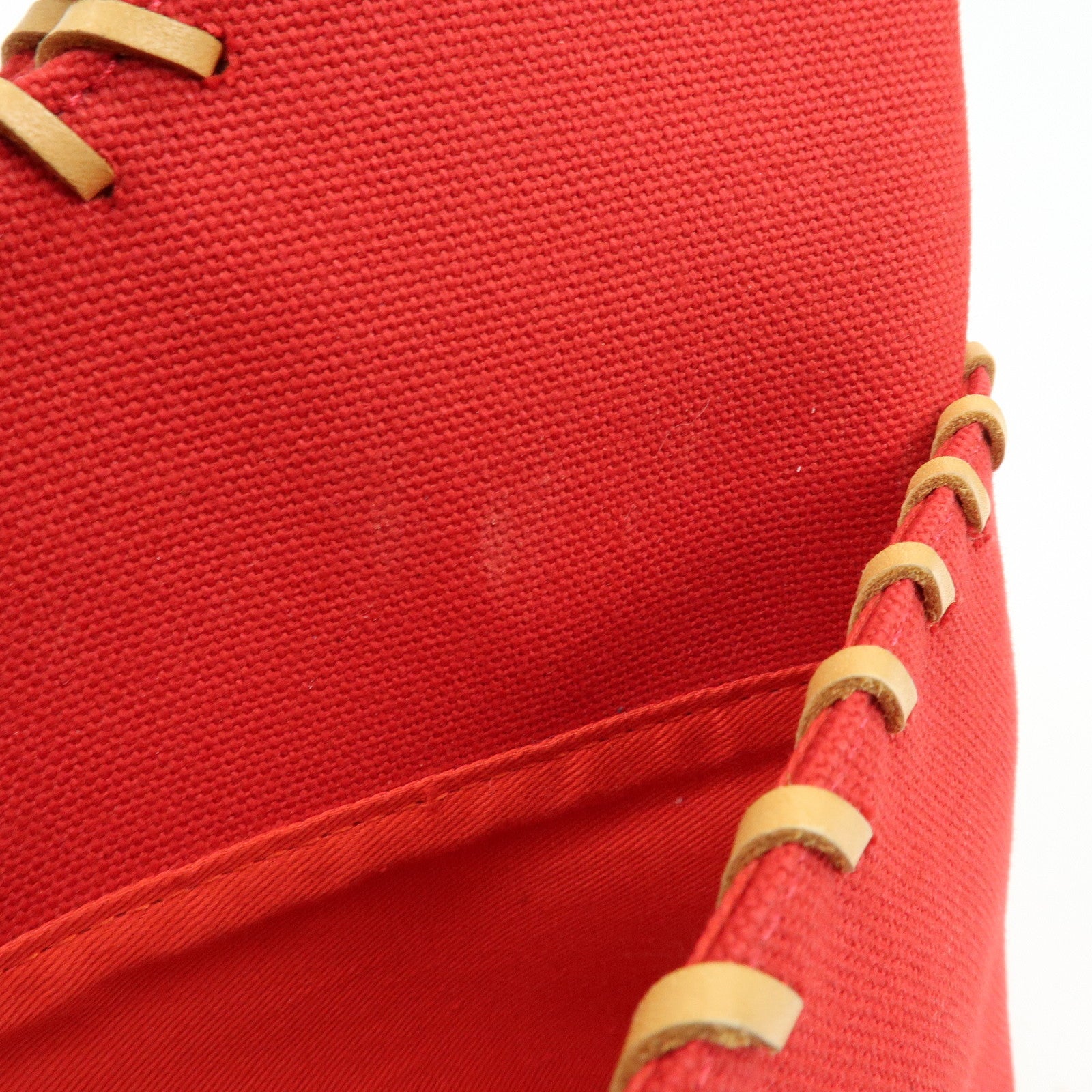 BURBERRY Blue Label Cotton Leather Hand Bag Tote Bag Red