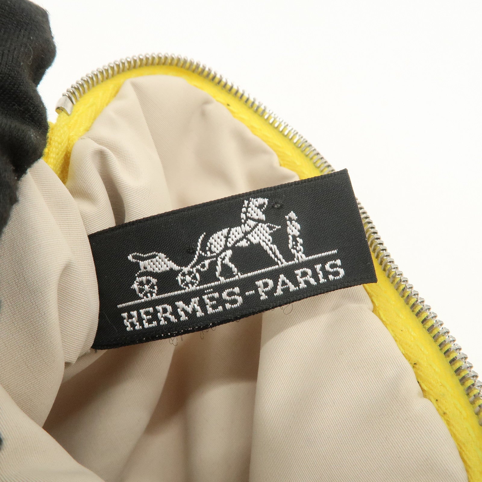 HERMES Canvas Leather Bolide Set of 3 Pouch Yellow Pink Gray