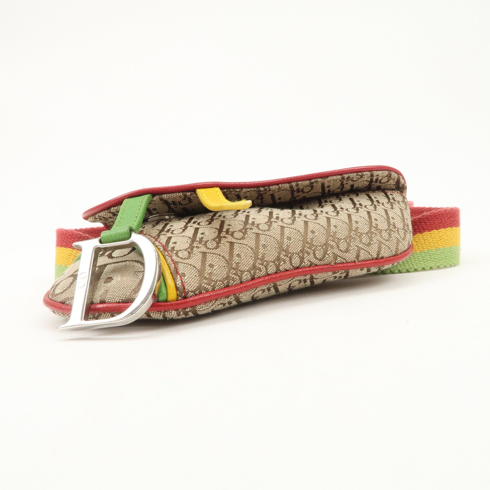 Christian Dior Rasta Trotter Canvas Waist Pouch Beige Red Yellow