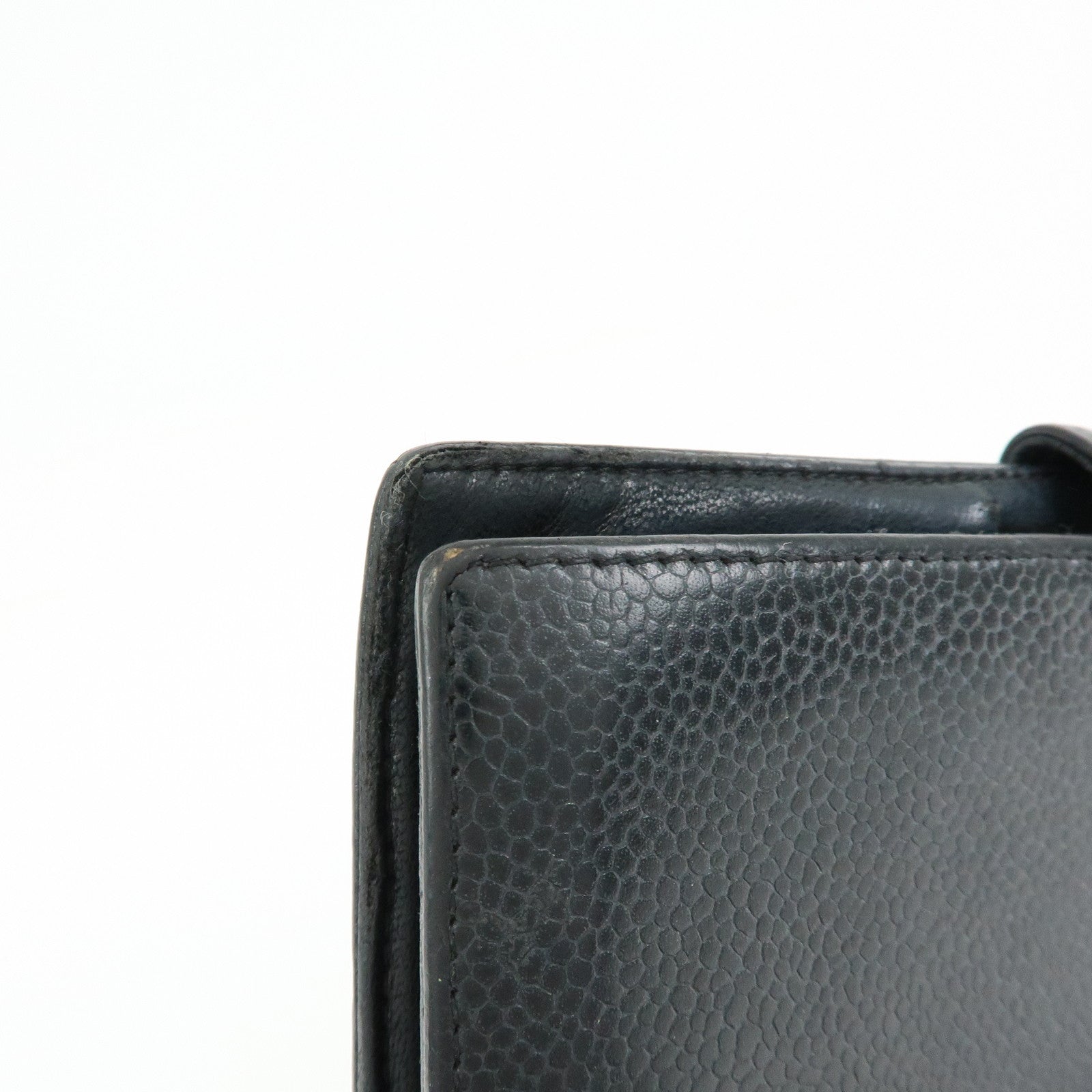CHANEL COCO Mark Caviarskin Bi-Fold Long Wallet Black A13498