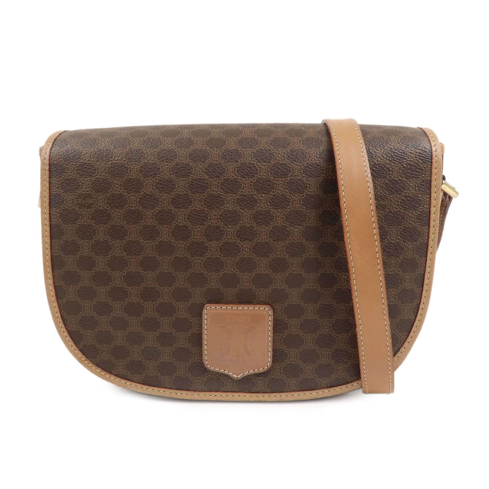 CELINE Macadam PVC Leather Shoulder Bag Crossbody Bag Brown