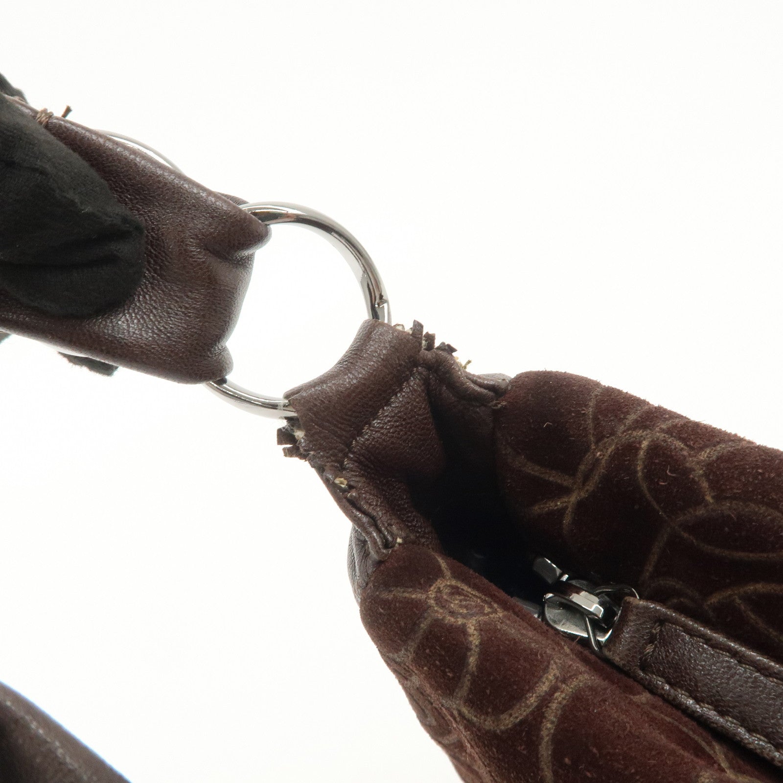 CHANEL Cameria Suede Shoulder Bag Brown Silver Hardware Used