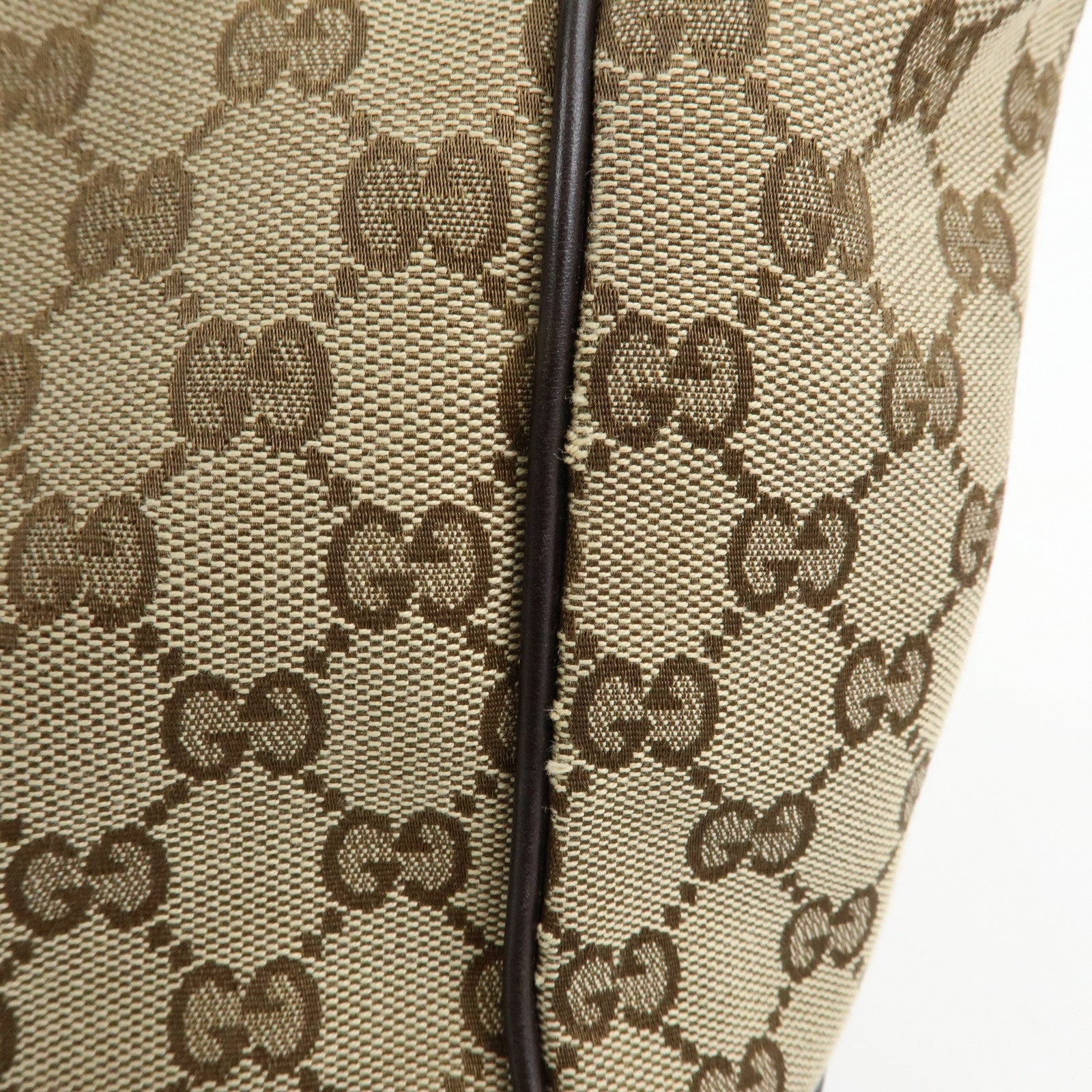 GUCCI Sherry Canvas Leather Tote Bag Hand Bag Beige Brown 257061
