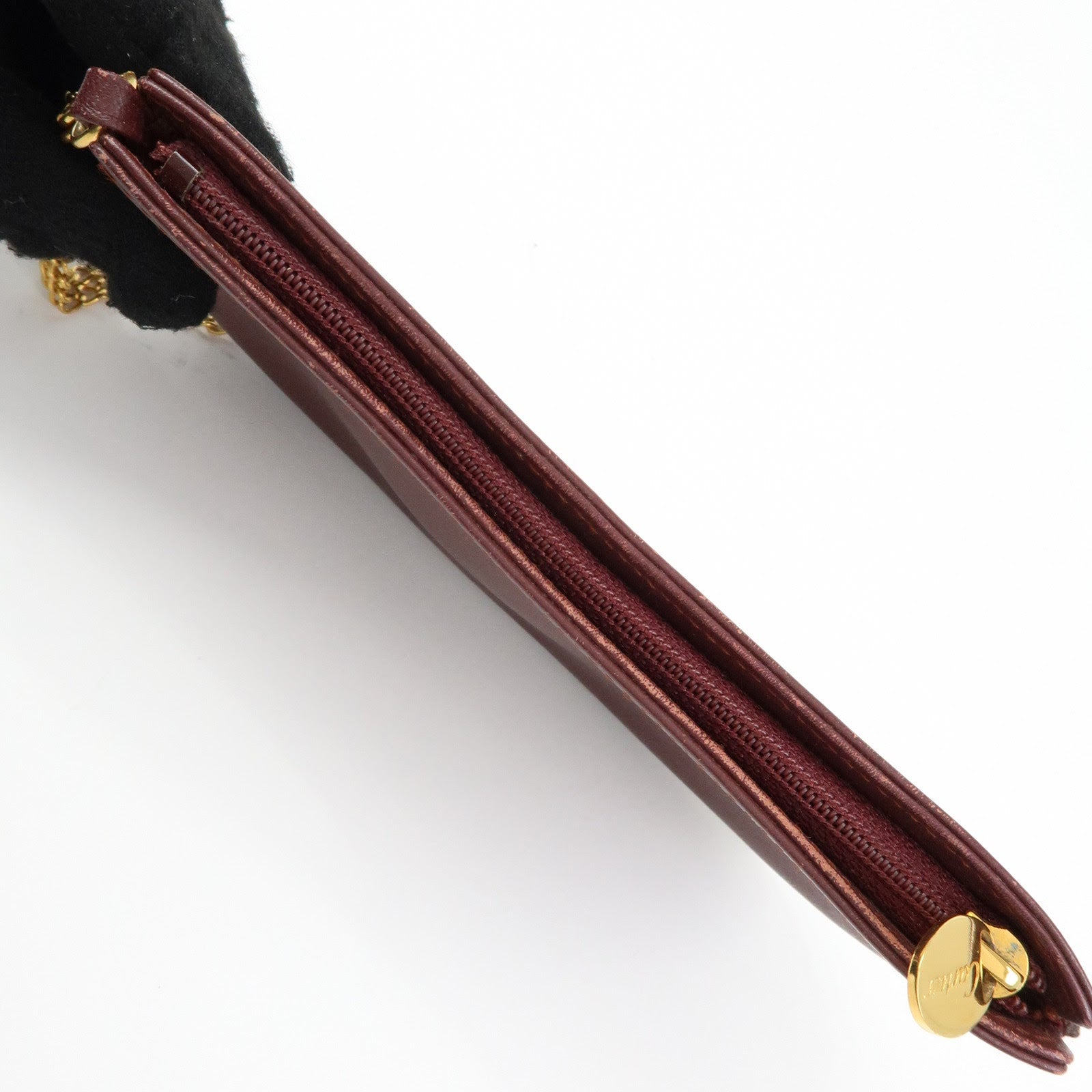 Cartier Must de Cartier Leather Chain Strap Pouch Bordeaux