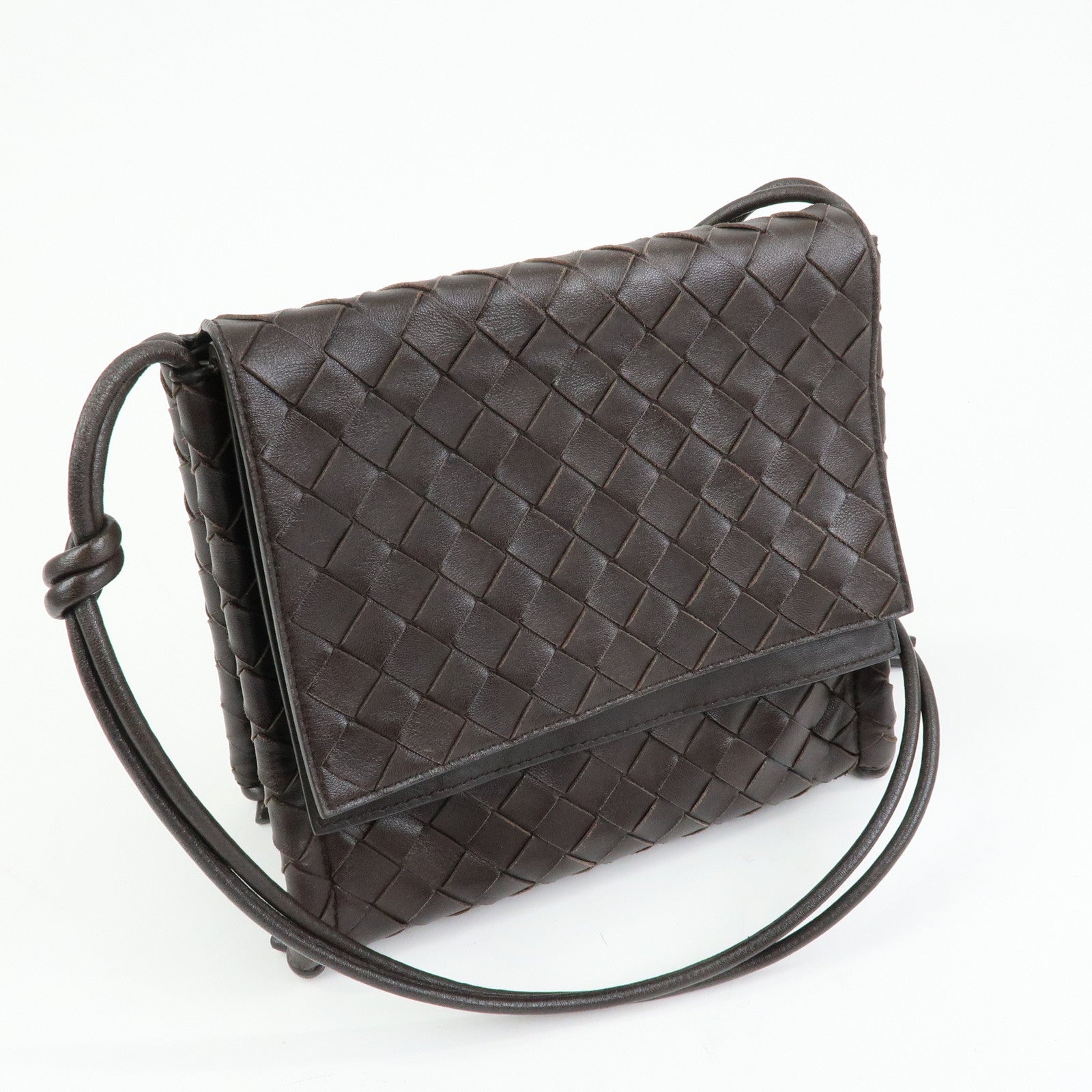 BOTTEGA VENETA Intrecciato Leather Shoulder Bag Hand Bag Brown