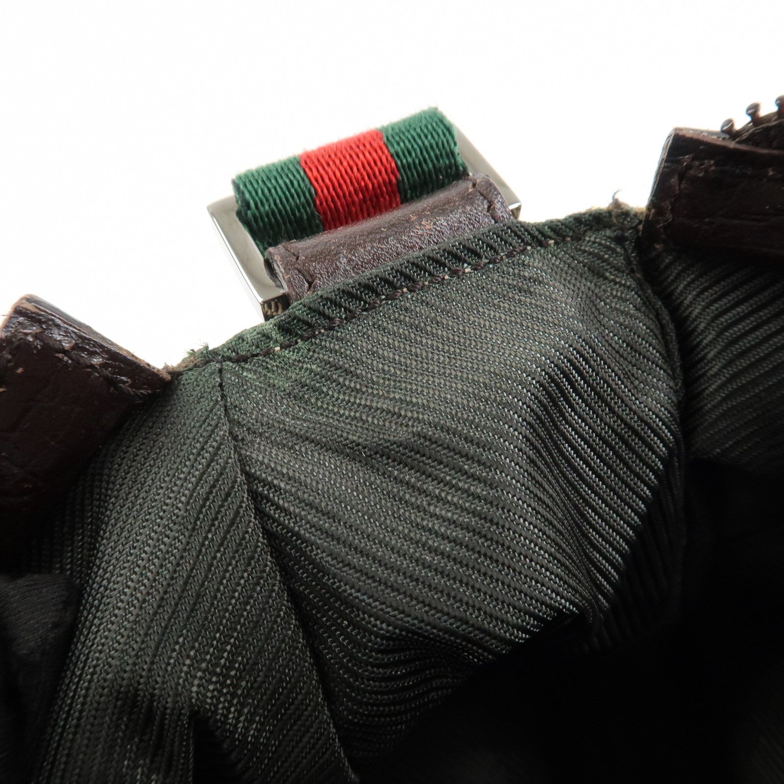 GUCCI Sherry Canvas Leather Pouch Hand Bag Beige Brown 106644 Used