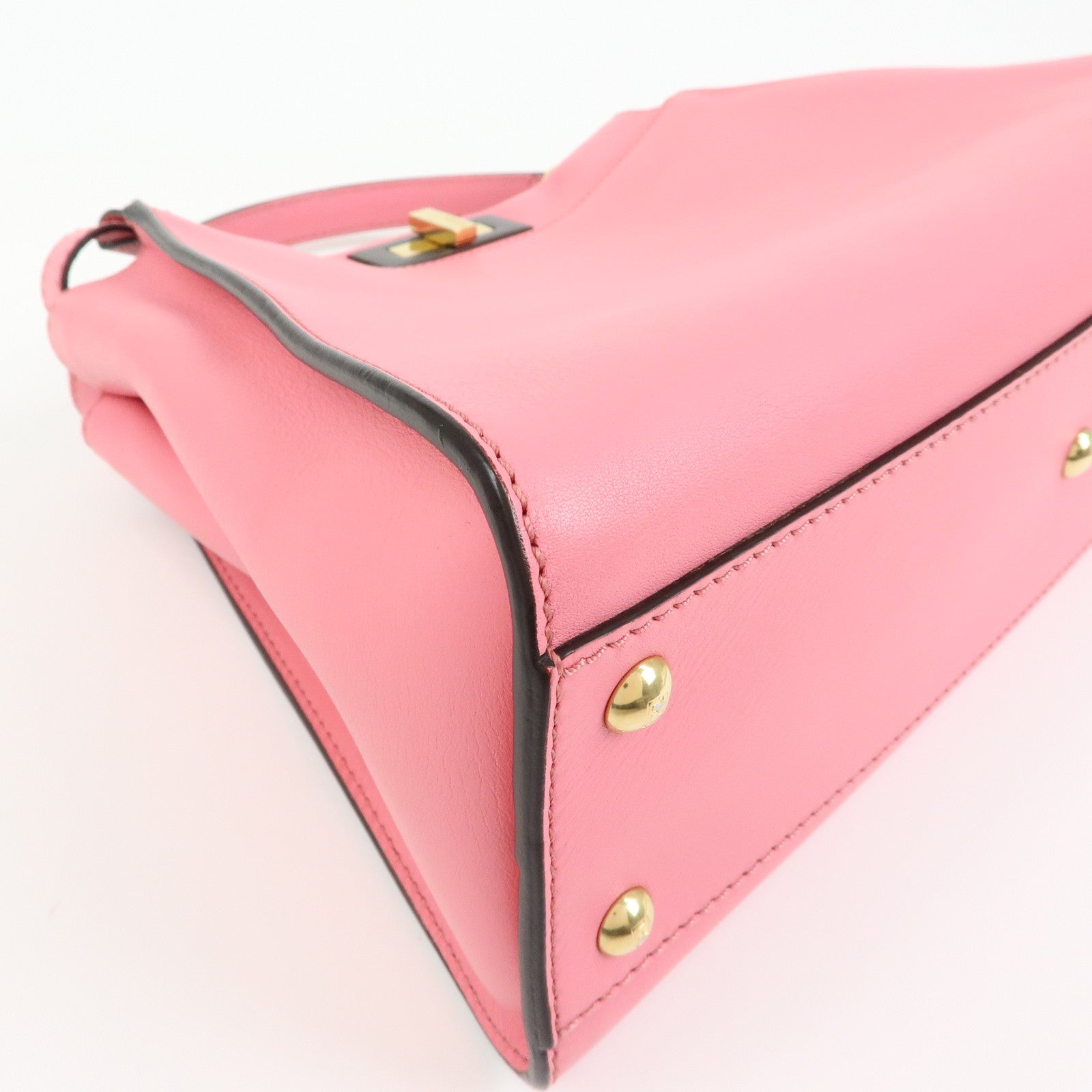 FENDI Peekaboo Leather 2Way Bag Hand Bag Shoulder Bag Pink 8BN290