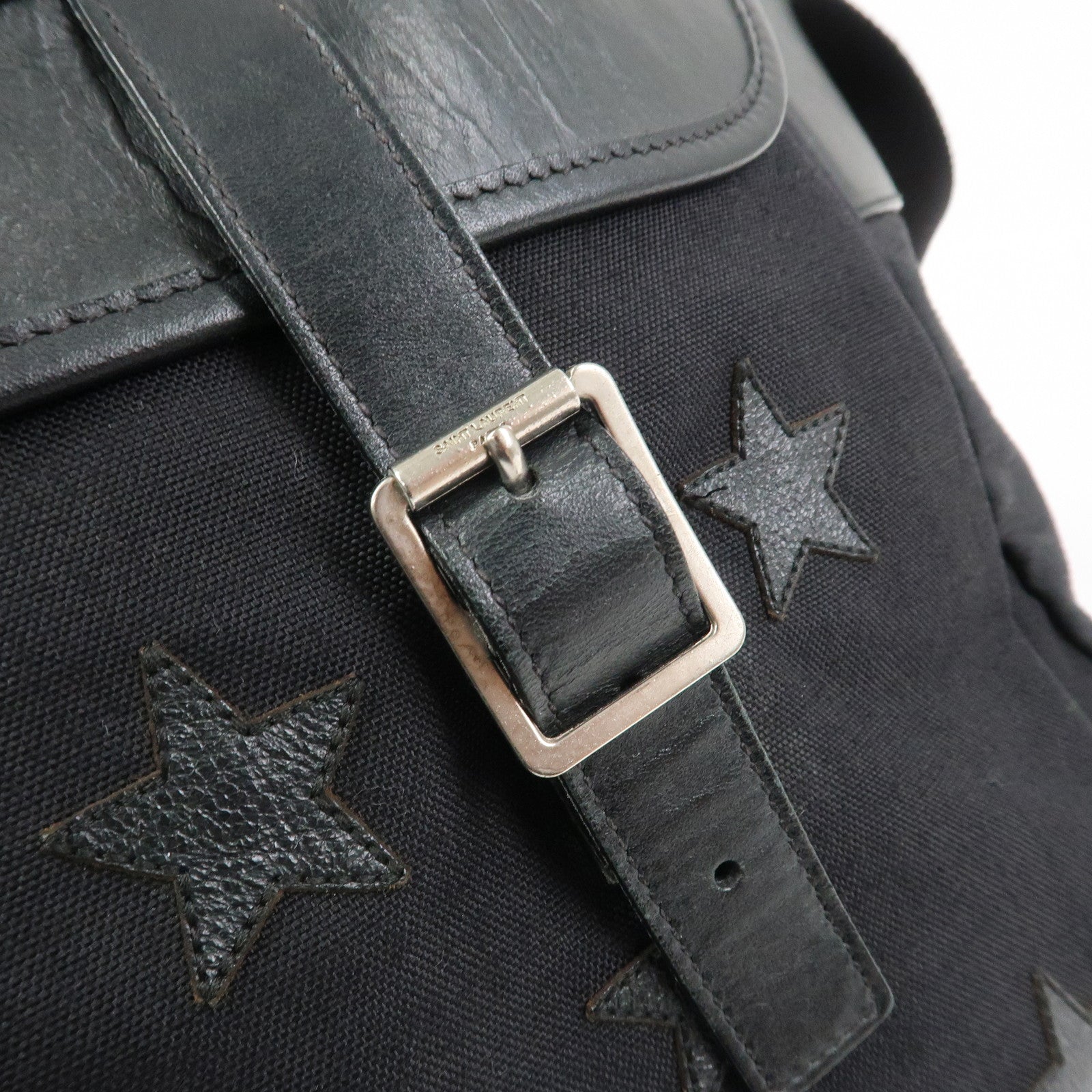 SAINT LAURENT PARIS Canvas Leather Crossbody Shoulder Bag Star
