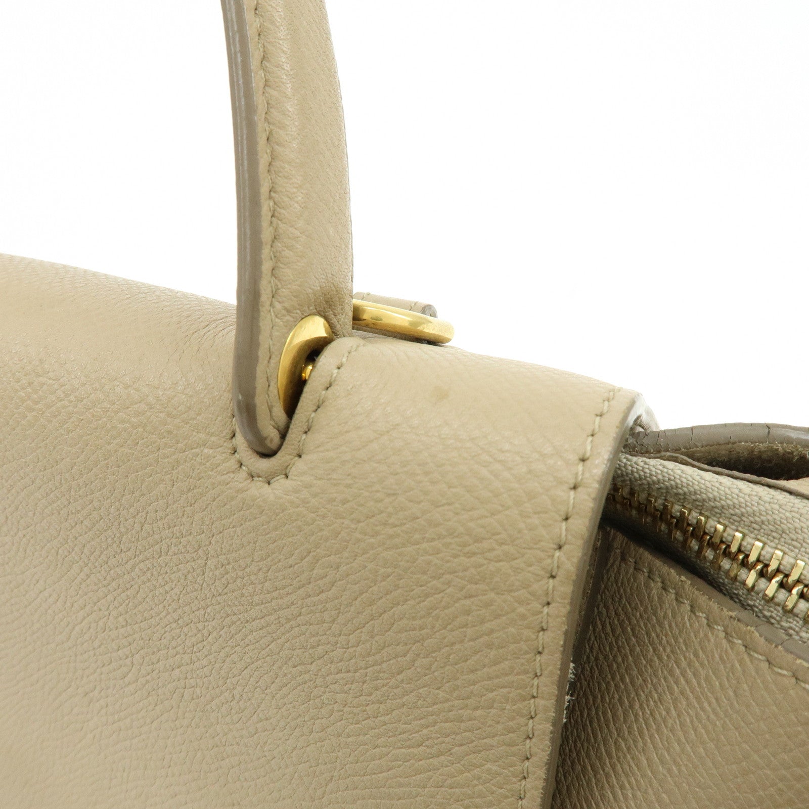 CELINE Belt Bag Leather 2WAY Bag Hand Bag Shoulder Bag Greige