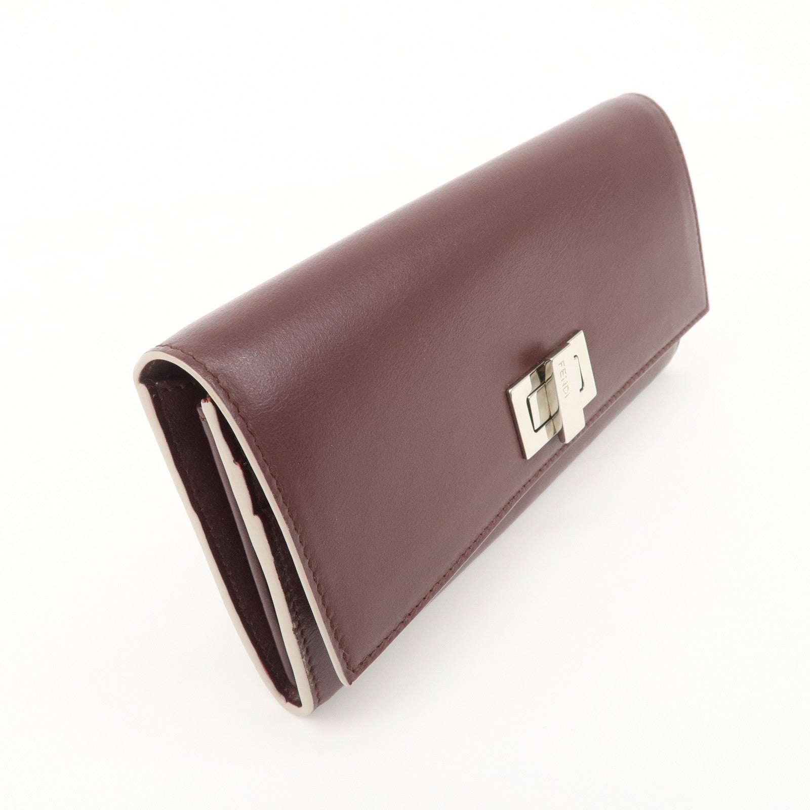 FENDI Peekaboo Leather Bi-fold Continental Wallet Long Wallet 8M0377 Used