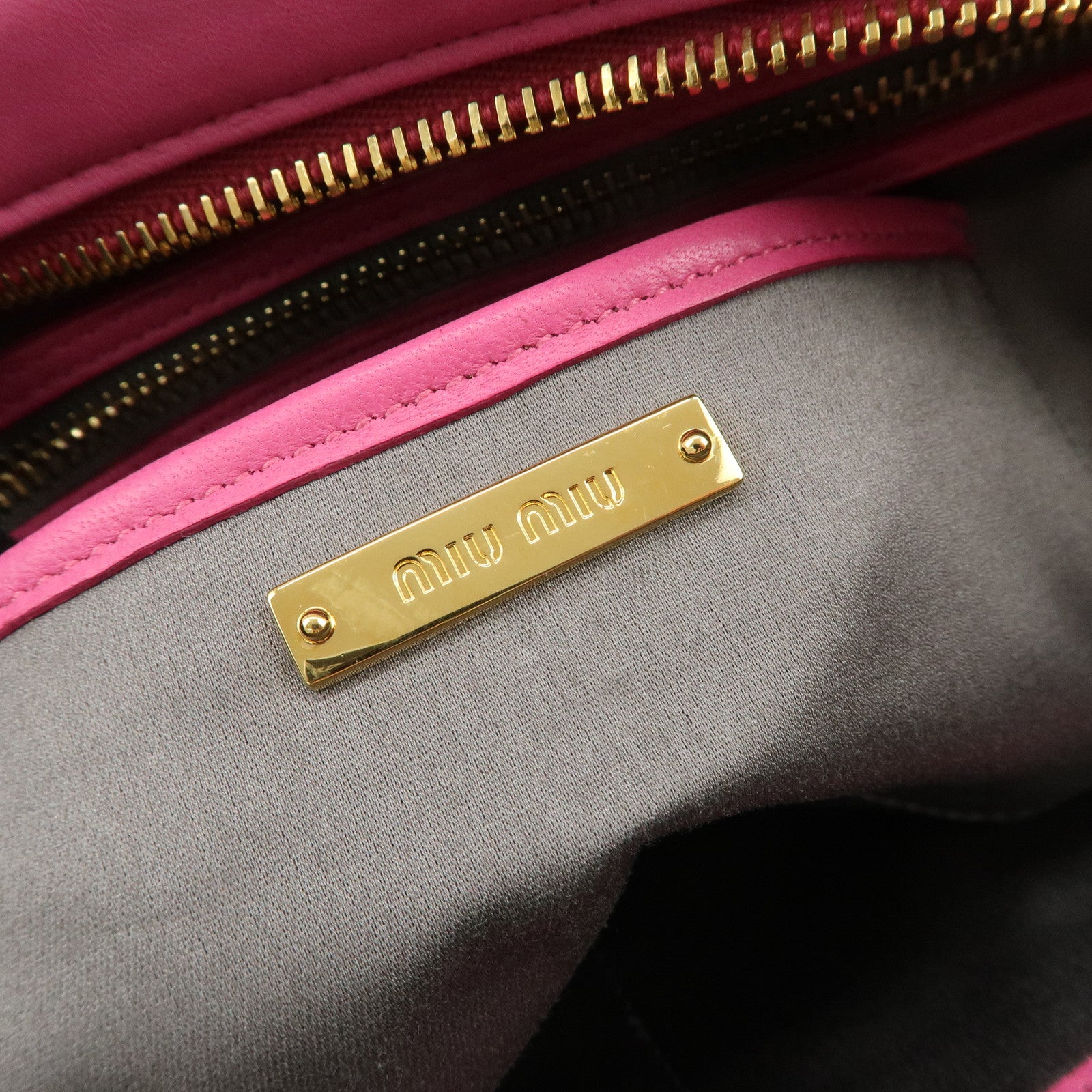MIU MIU Logo Leather 2Way Bag Hand Bag Shoulder Bag Pink RL0048