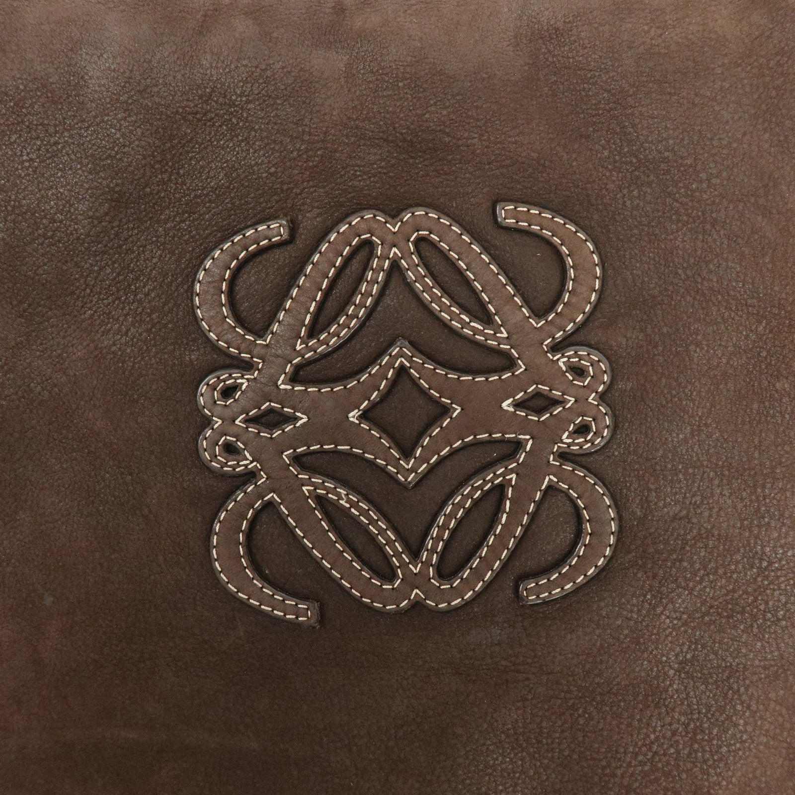 LOEWE Anagram Leather Canvas Shoulder Bag Crossbody Bag Brown Beige