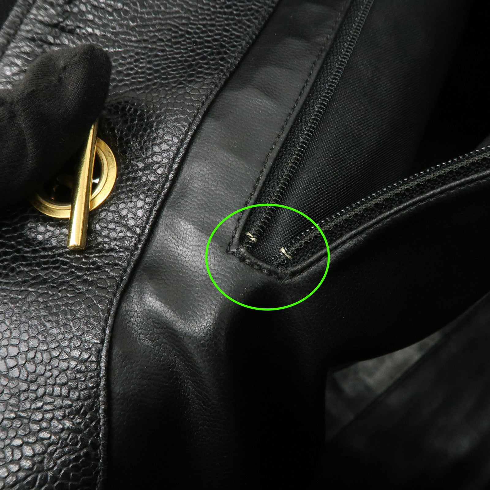 CHANEL COCO Mark COCO Ball Leather Chain Tote Bag Black A03578