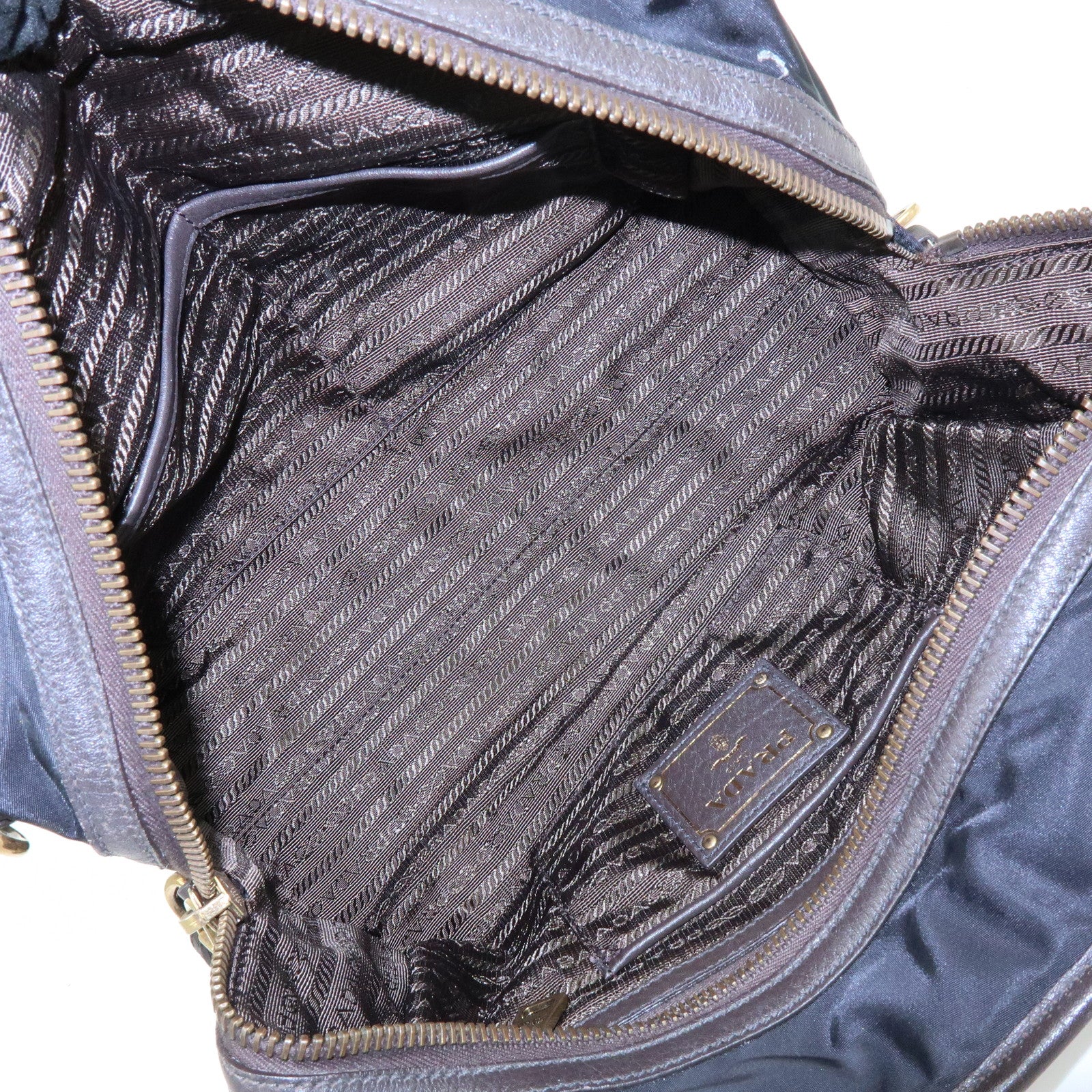 PRADA Triangle Logo Nylon Leather 2Way Hand Shoulder Bag Black