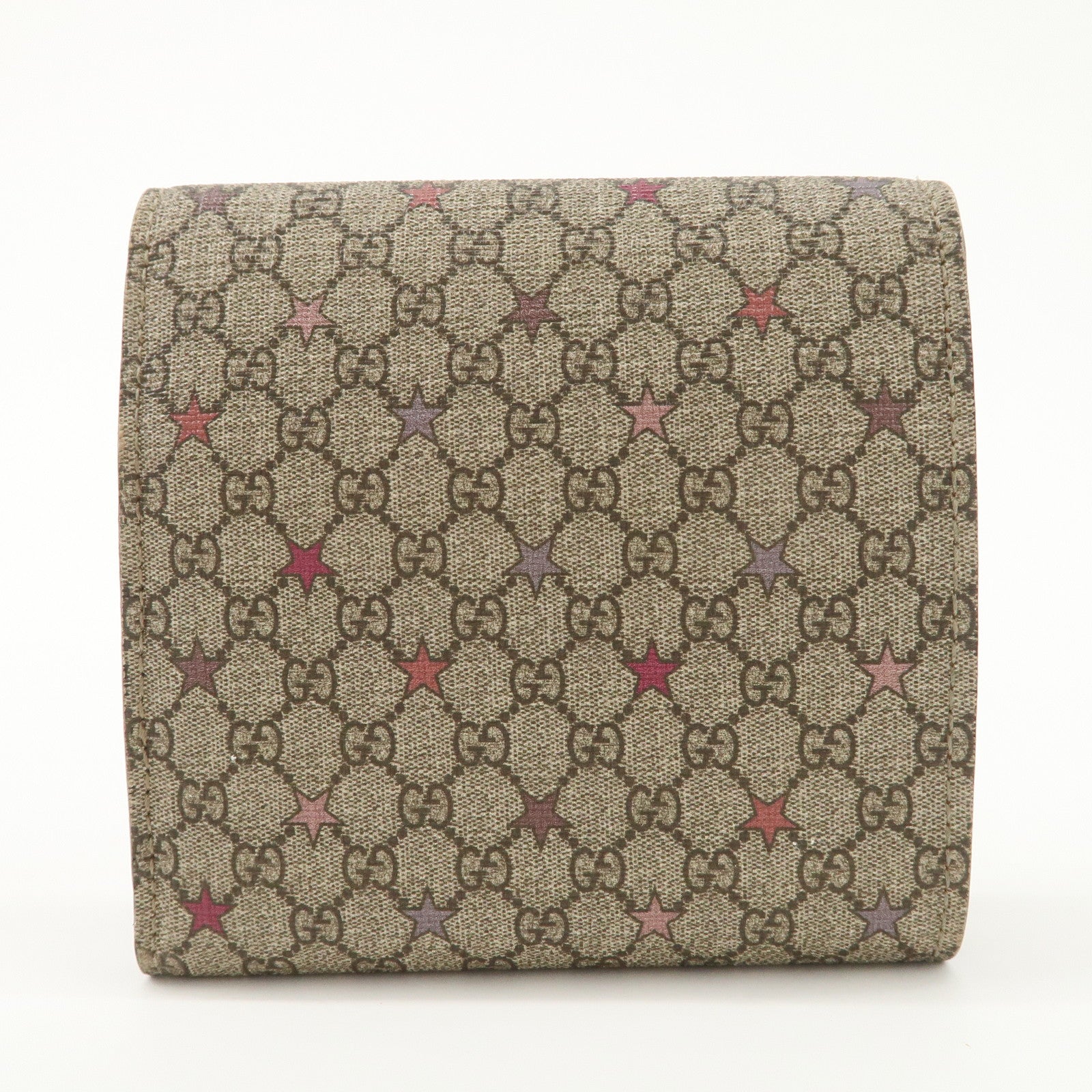 GUCCI Interlocking G GG Supreme Star Tri-Fold Compact Wallet 212106 Used